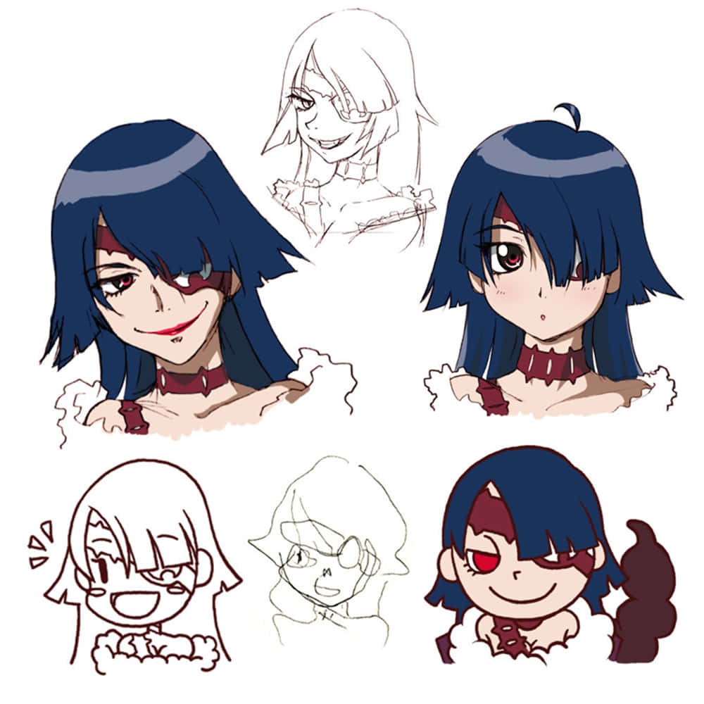 Adiane, Gurren Lagann, blue-haired, SD Desktop Wallpaper
