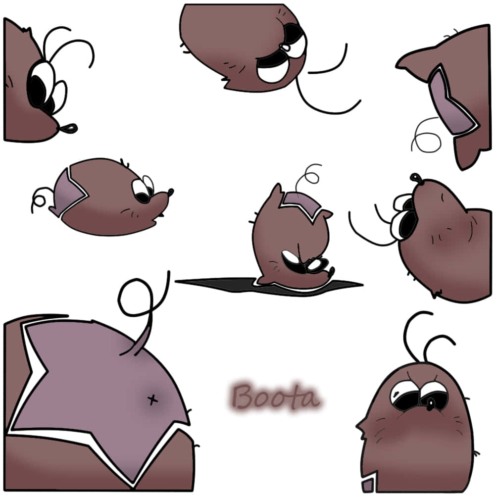 Gurren Lagann Boota, cartoonish brown creature heads, varied expressions, SD Desktop Wallpaper