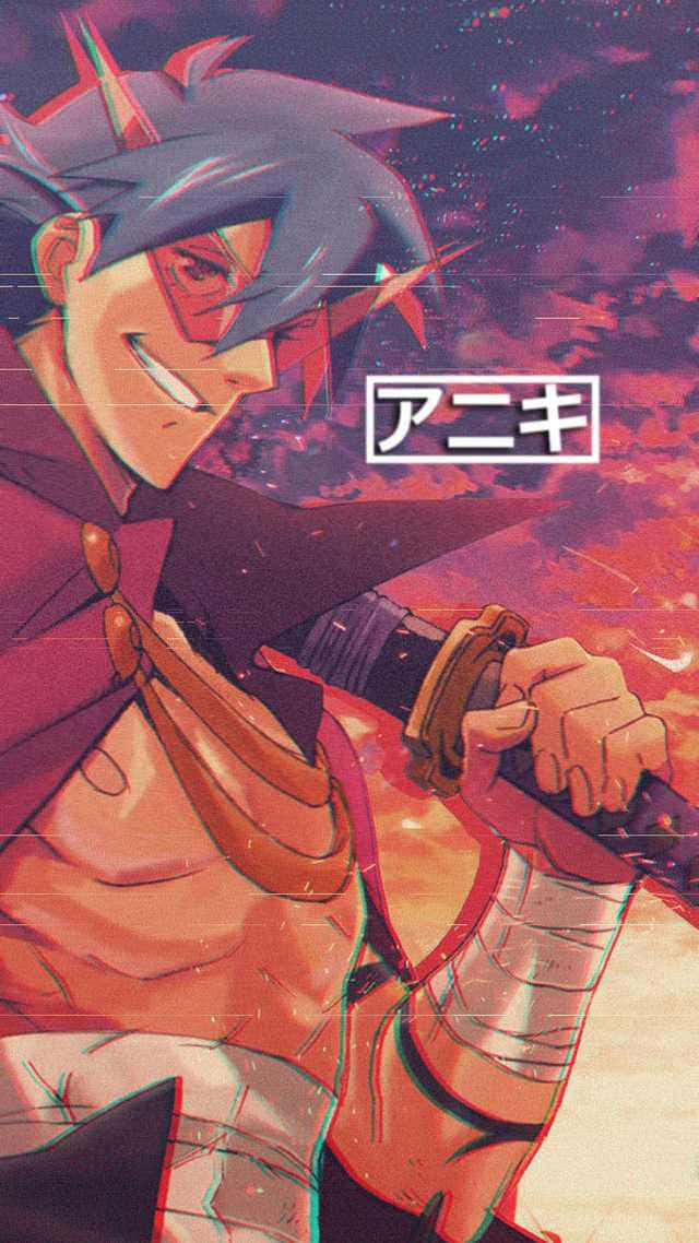 Gurren Lagann, Kamina, spiky blue hair, SD Phone Wallpaper