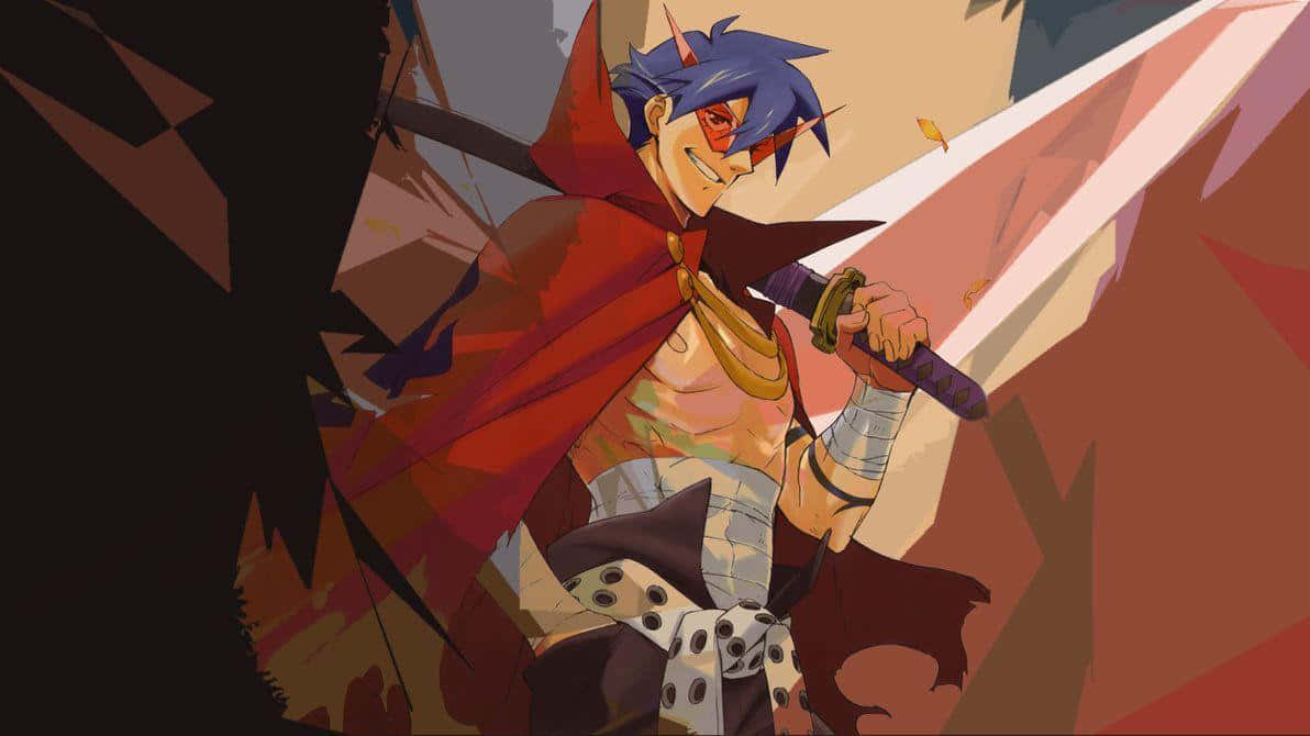 Gurren Lagann, Kamina, blue-haired, SD Desktop Wallpaper