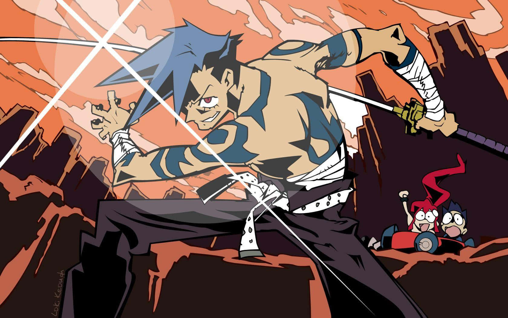 Gurren Lagann, Kamina, blue-haired, HD Desktop Wallpaper