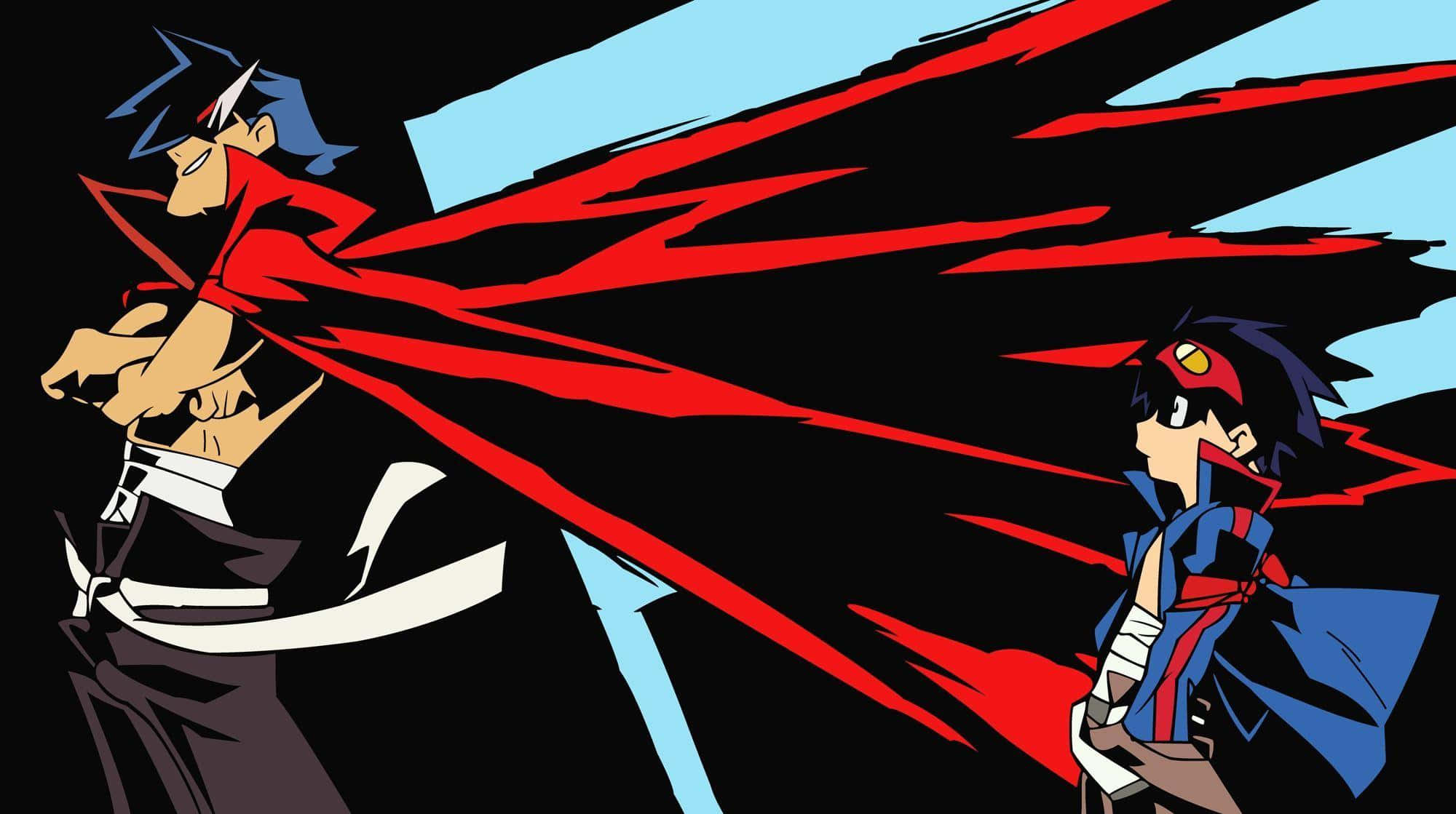 Gurren Lagann, Kamina, red energy streaks, Full HD Desktop Wallpaper