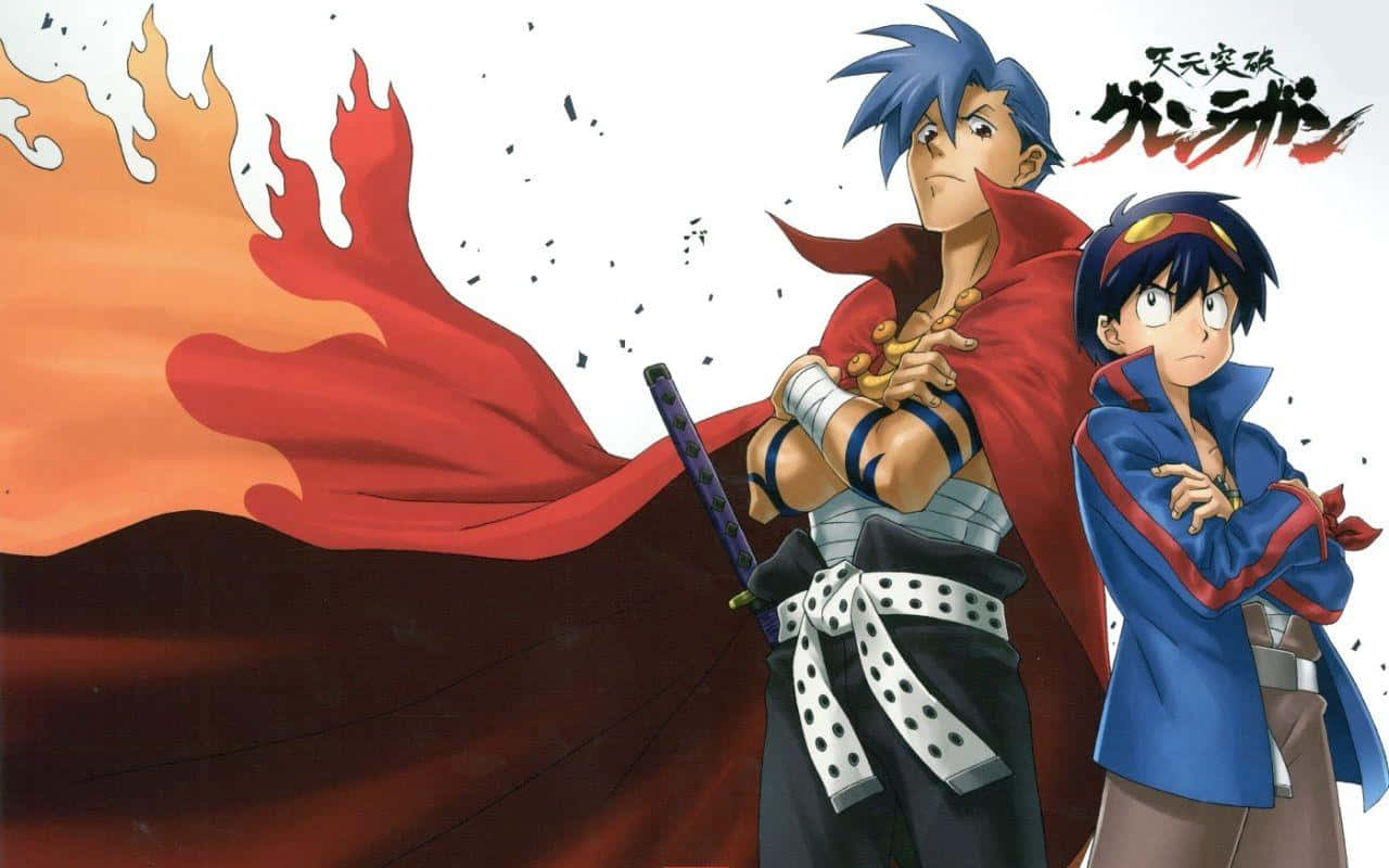 Gurren Lagann, Kamina, fiery red cape, HD Desktop Wallpaper