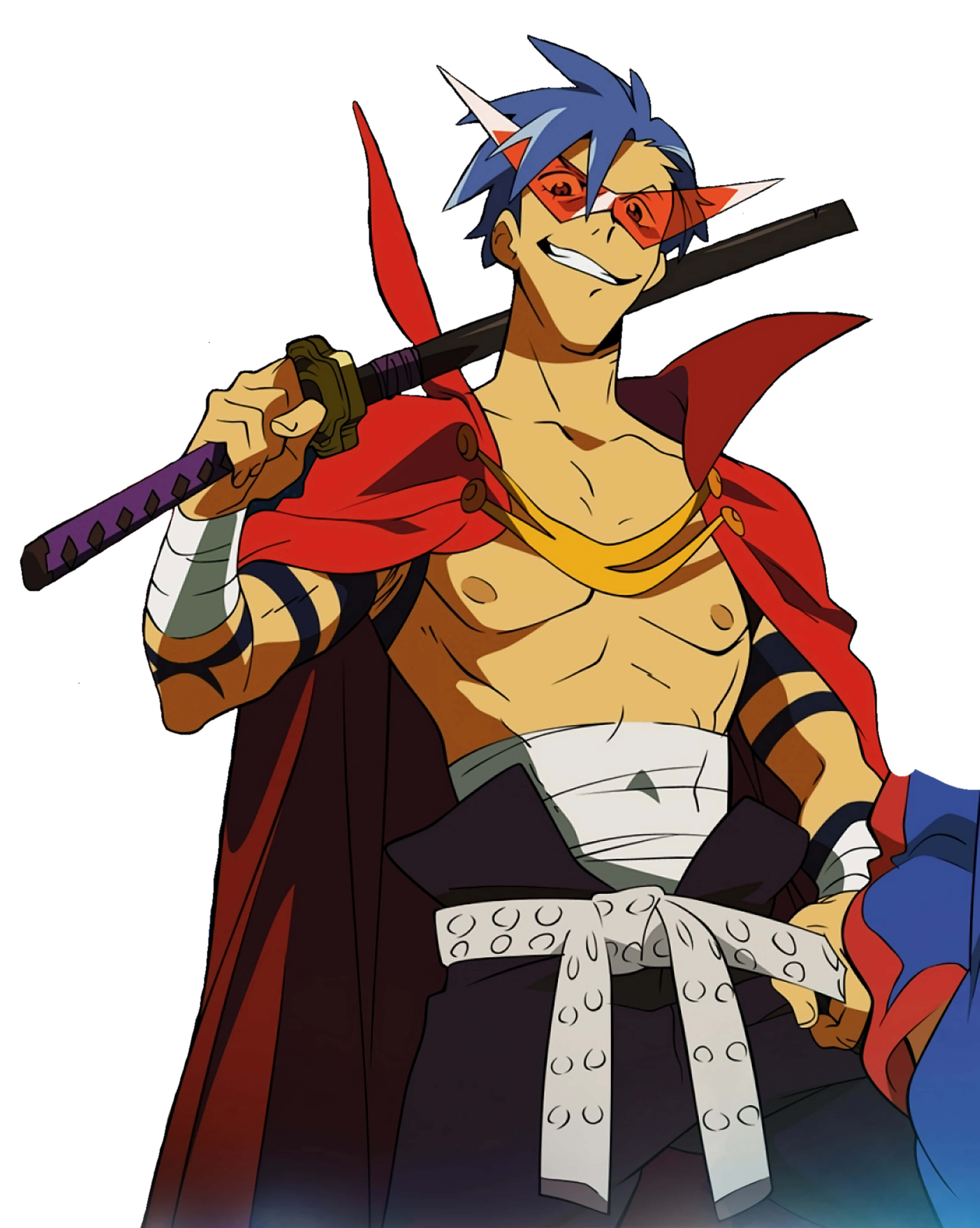 Kamina, Gurren Lagann, blue hair, 4K Phone Wallpaper