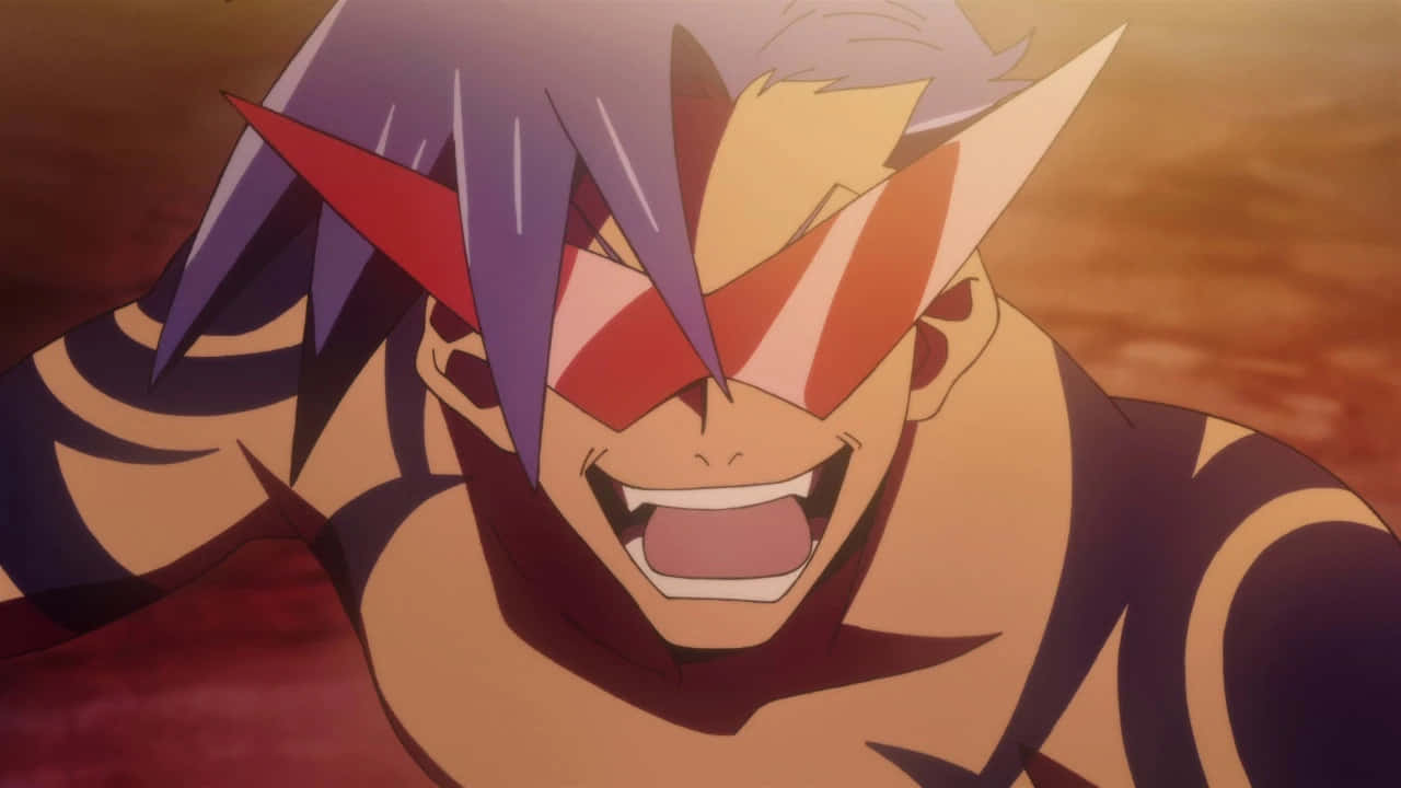 Gurren Lagann, Kamina, spiky purple and yellow hair, HD Desktop Wallpaper