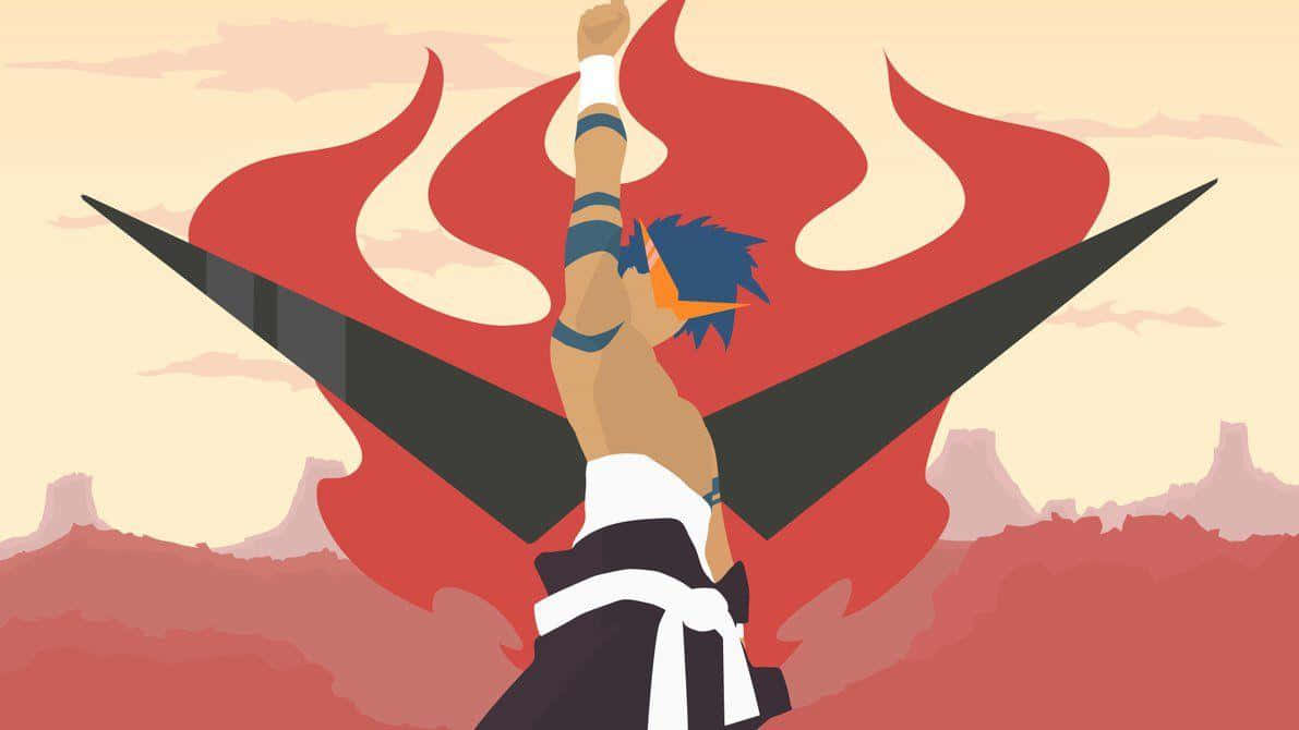 Gurren Lagann, Kamina, blue hair, SD Desktop Wallpaper