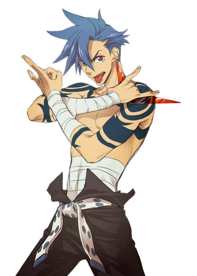 Gurren Lagann, Kamina, spiky blue-haired, SD Phone Wallpaper