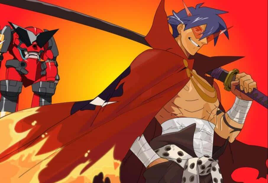 Kamina, Gurren Lagann, blue-haired, SD Desktop Wallpaper