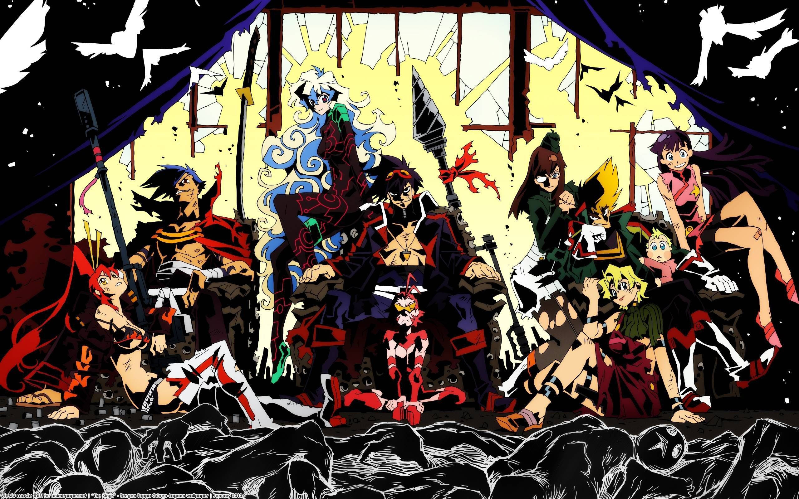 Gurren Lagann, Kamina, shattered window, 2K Desktop Wallpaper