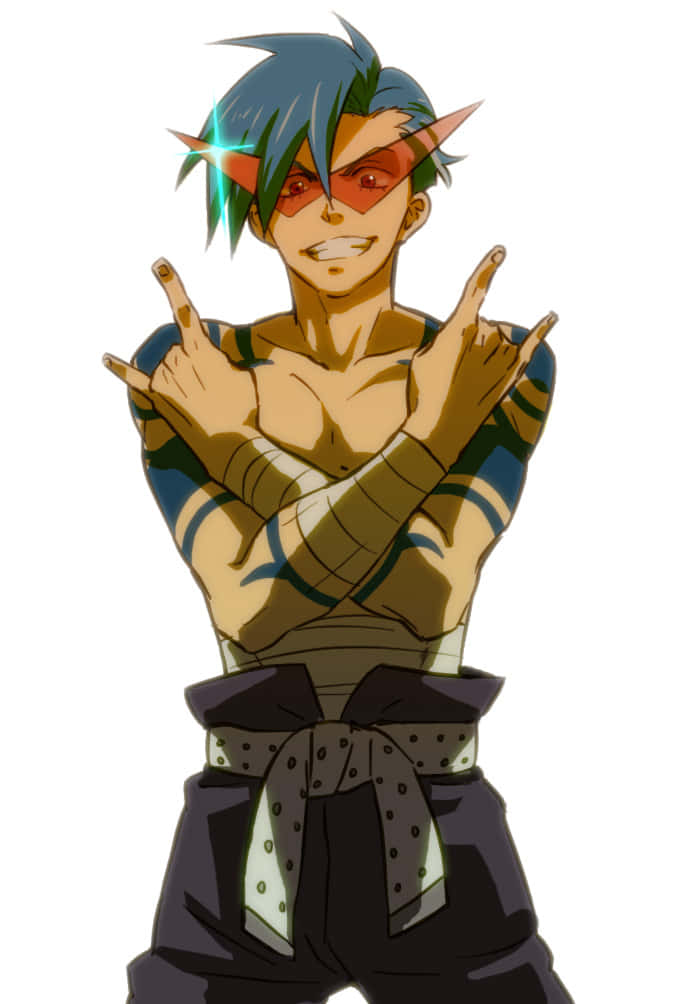 Gurren Lagann, Kamina, blue-green hair, SD Phone Wallpaper