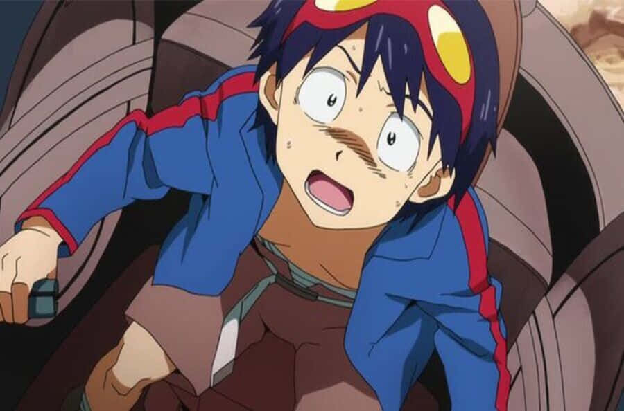 Gurren Lagann, Simon, blue hair, SD Desktop Wallpaper