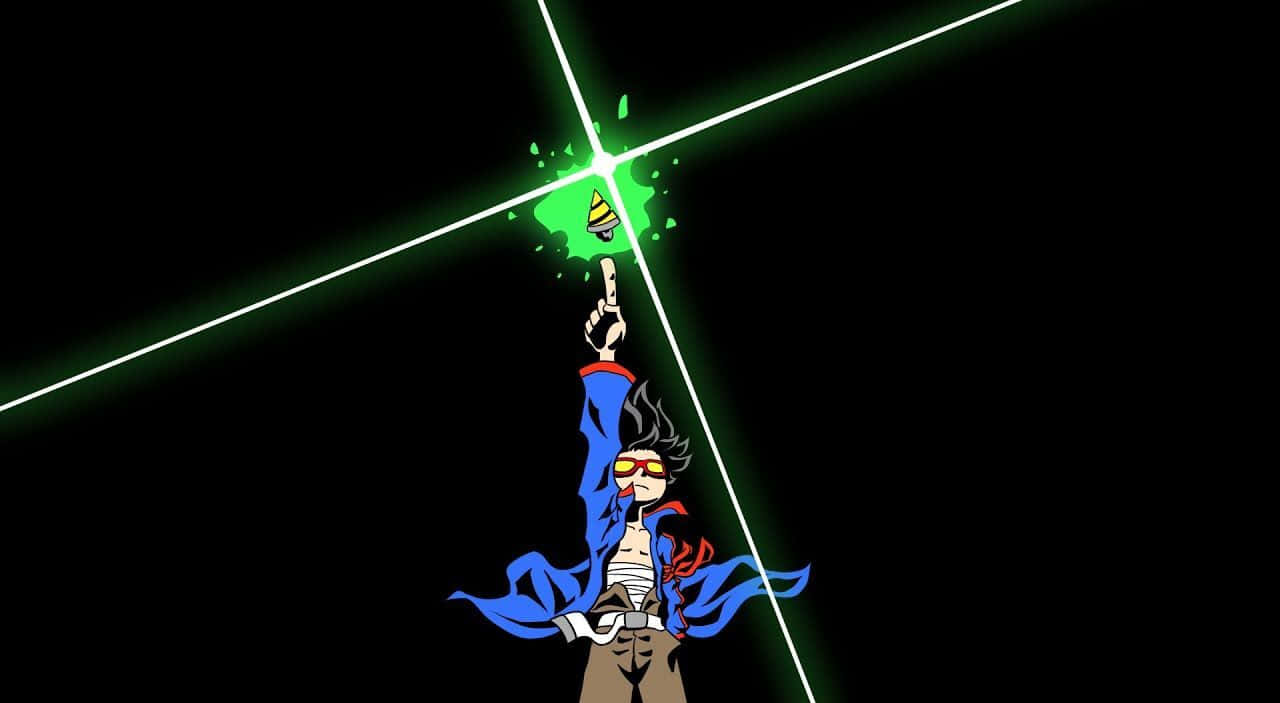 Gurren Lagann Simon, blue coat, green energy, HD Desktop Wallpaper