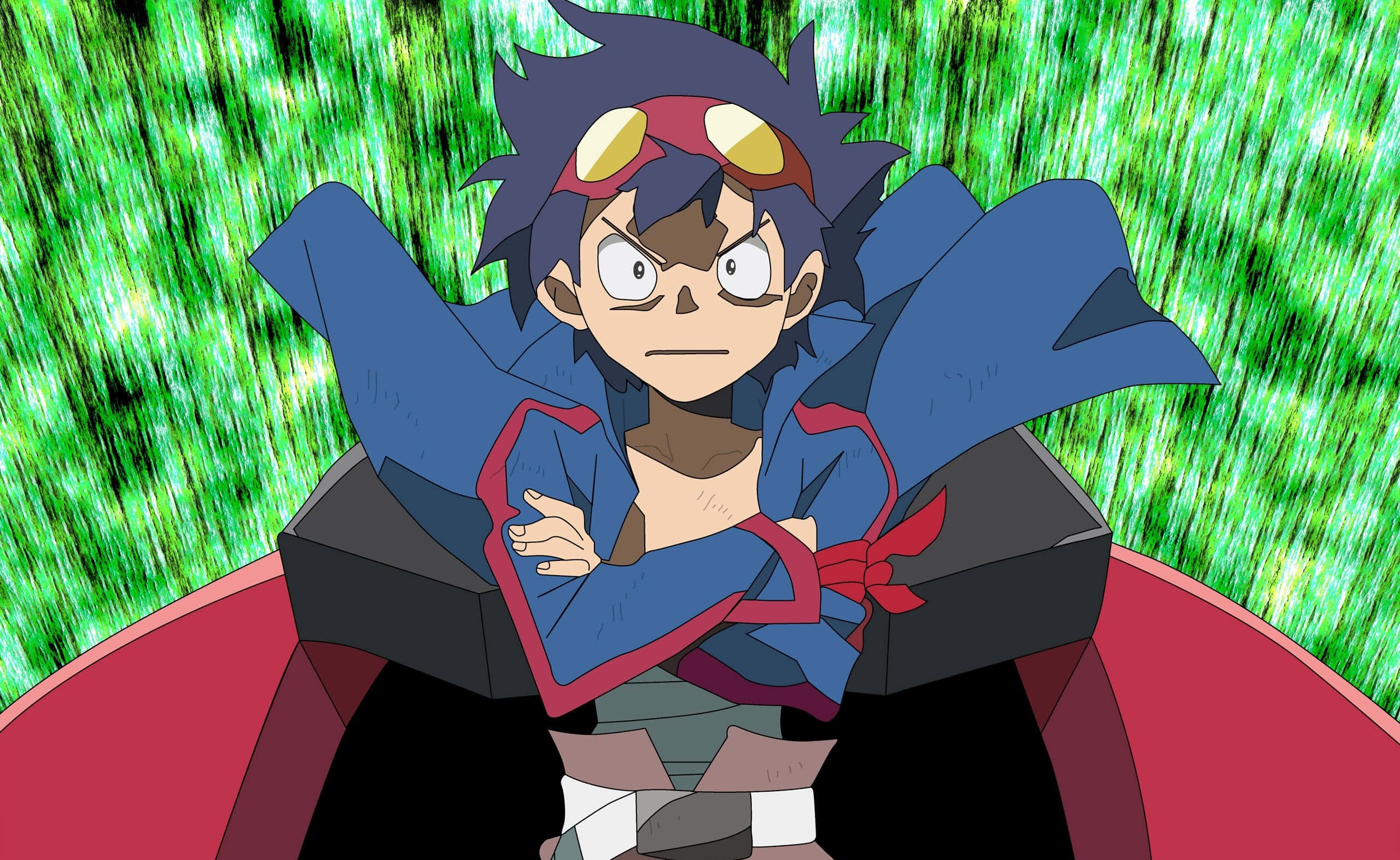 Gurren Lagann Simon, spiky dark hair, goggles, 2K Desktop Wallpaper
