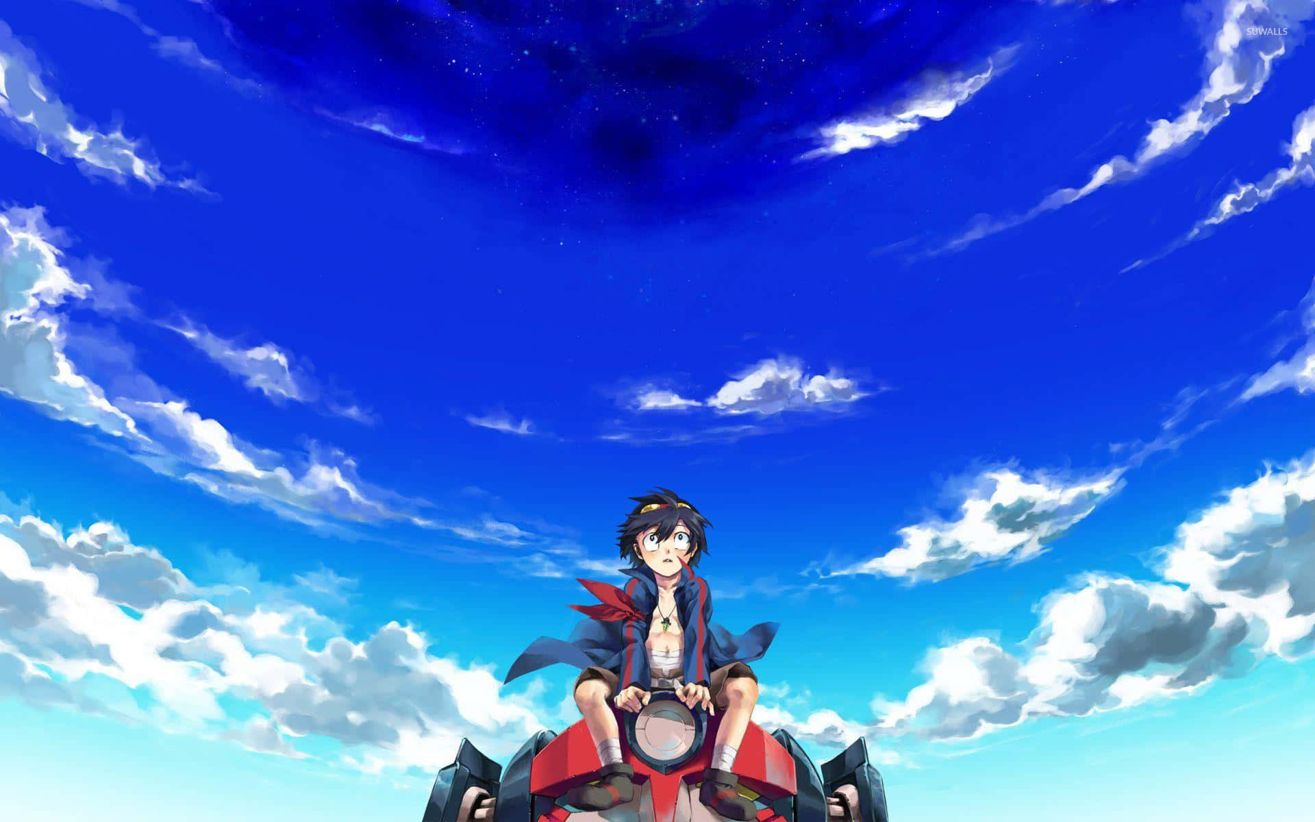 Gurren Lagann, Simon, red vehicle, Full HD Desktop Wallpaper