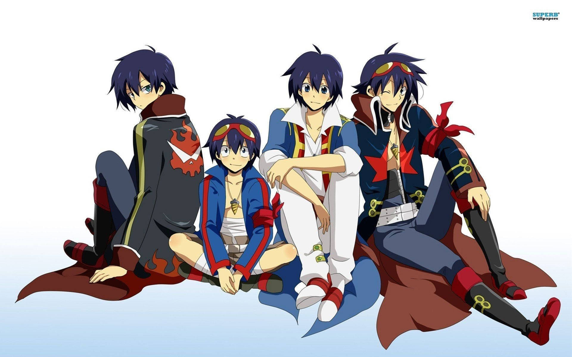 Gurren Lagann, Simon, red blue and black outfits, Full HD Desktop Wallpaper
