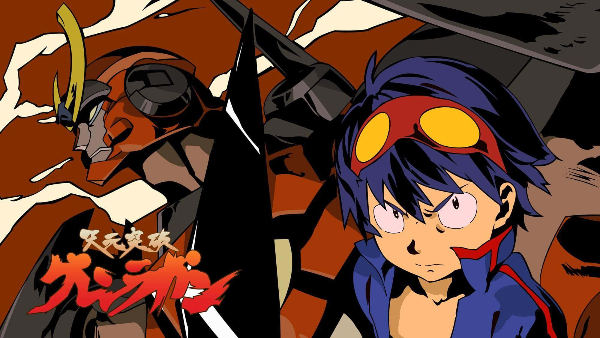 Gurren Lagann Simon, goggles, mechanical robot, Full HD Desktop Wallpaper