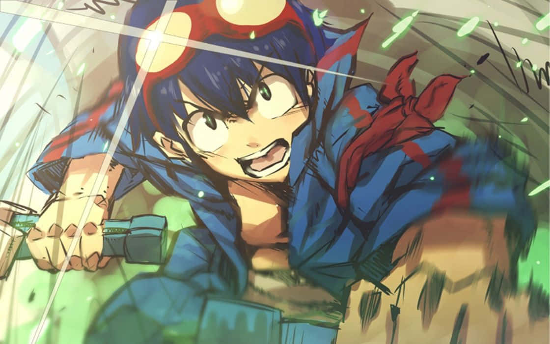 Gurren Lagann, Simon, blue hair, SD Desktop Wallpaper