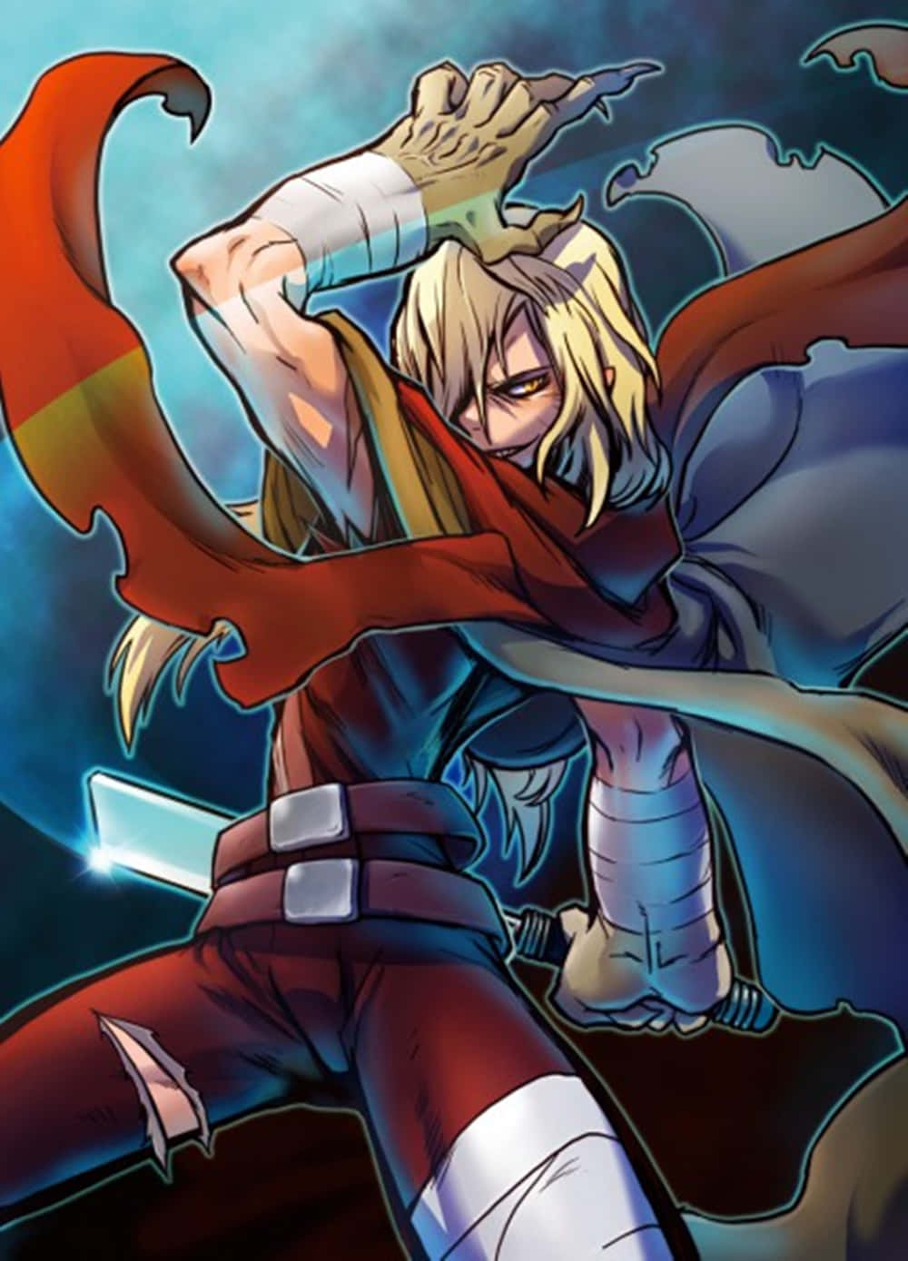Gurren Lagann, blonde hair, red cape, HD Phone Wallpaper