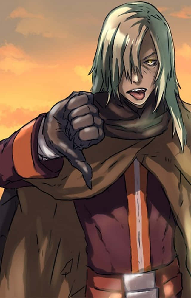 Gurren Lagann, green hair, yellow eyes, SD Phone Wallpaper