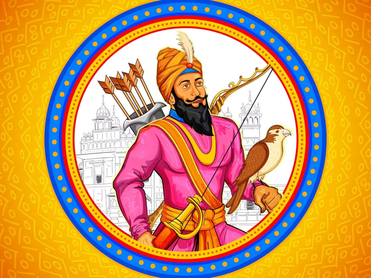 Guru Gobind Singh Ji, bearded archer, pink robes, SD Desktop Wallpaper