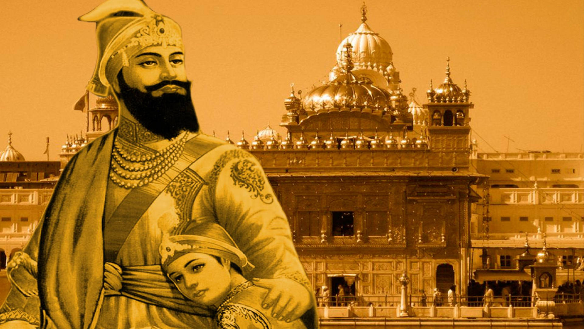 Guru Gobind Singh Ji, son, bearded man, Full HD Desktop Wallpaper
