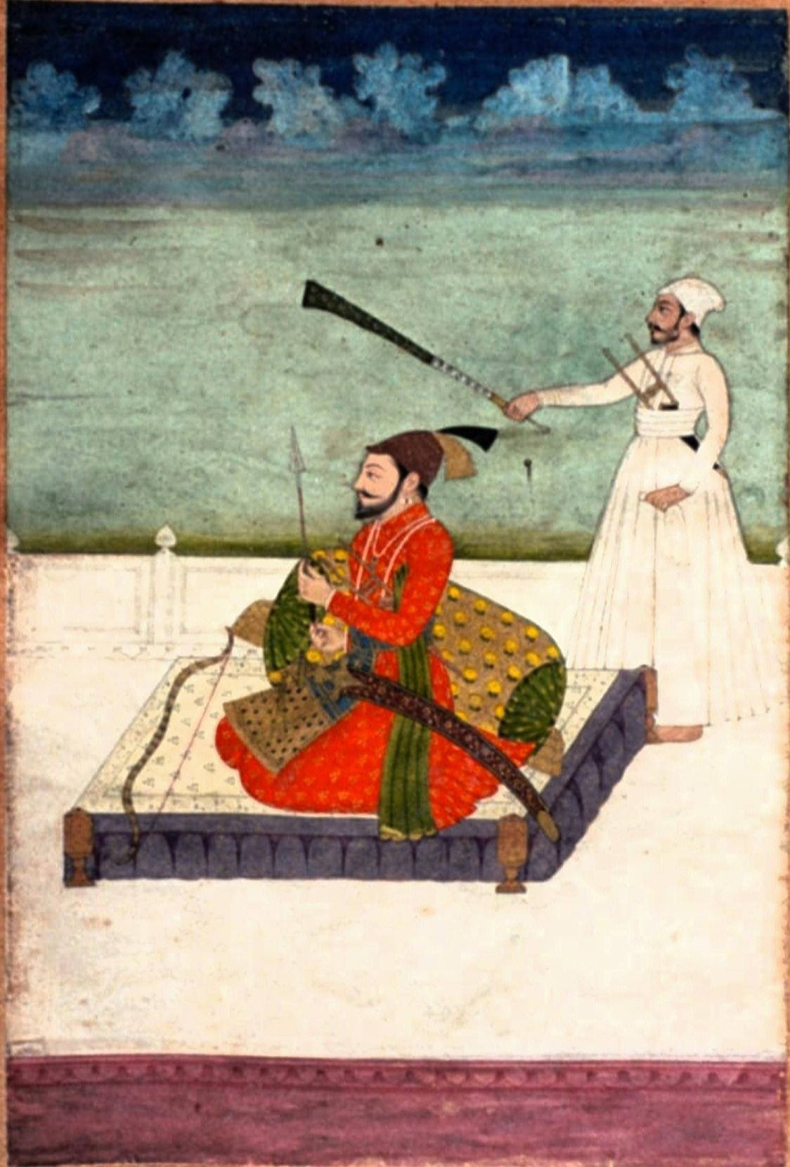 Guru Gobind Singh Ji, Mughal-style painting, red and green robes, HD Phone Wallpaper