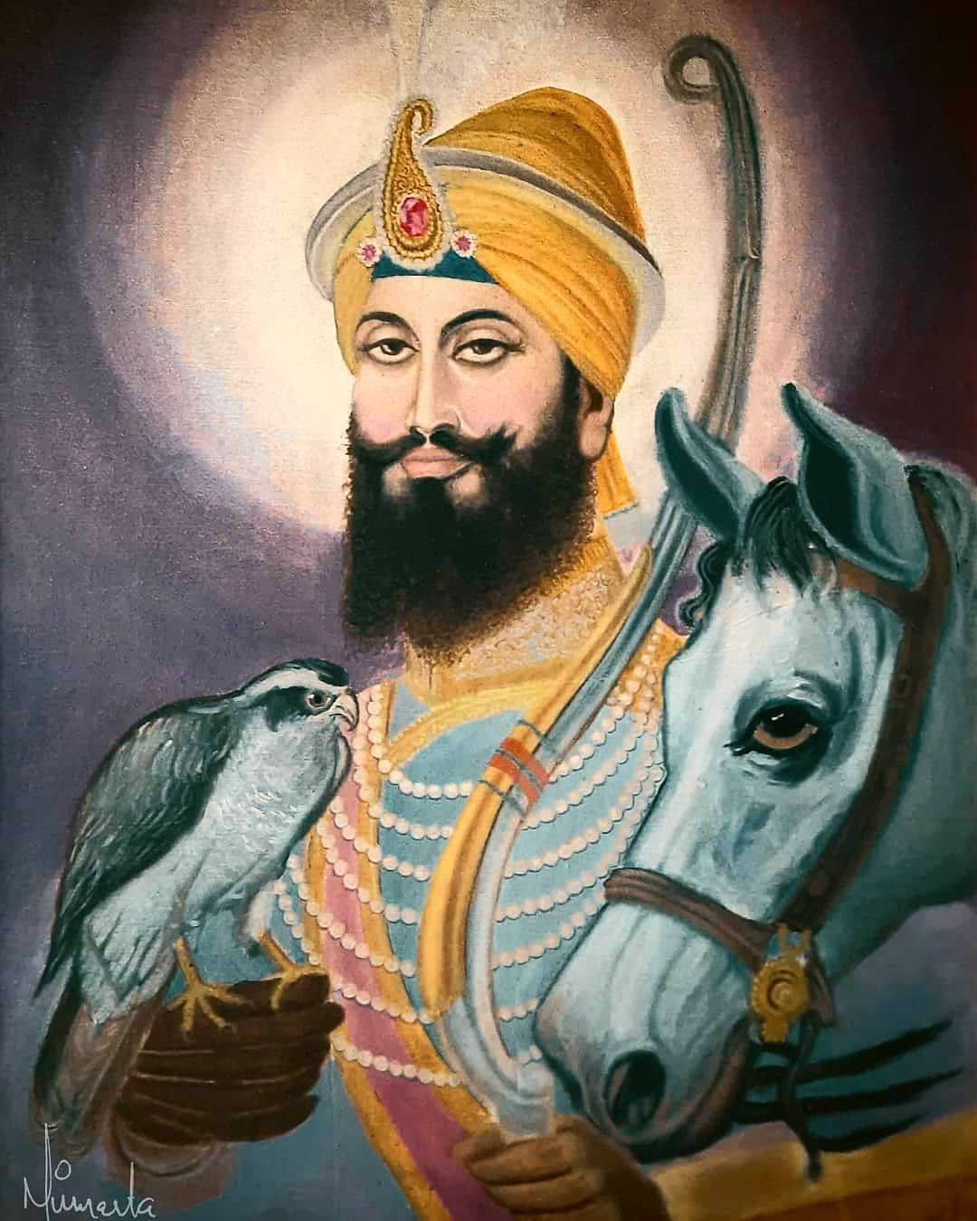 Guru Gobind Singh Ji, golden turban, ornate armor, HD Phone Wallpaper