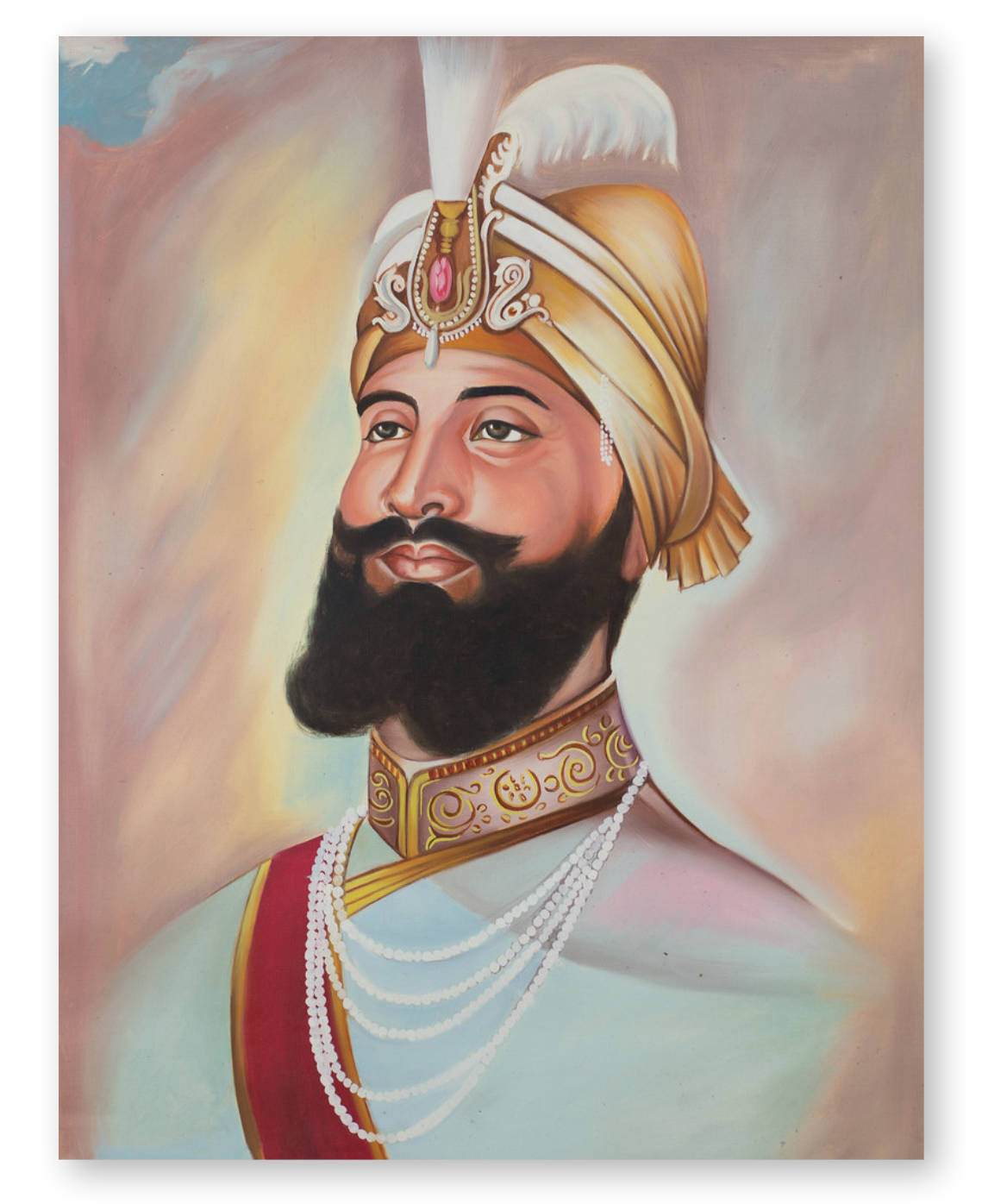 Guru Gobind Singh Ji, golden turban, jeweled collar, HD Phone Wallpaper
