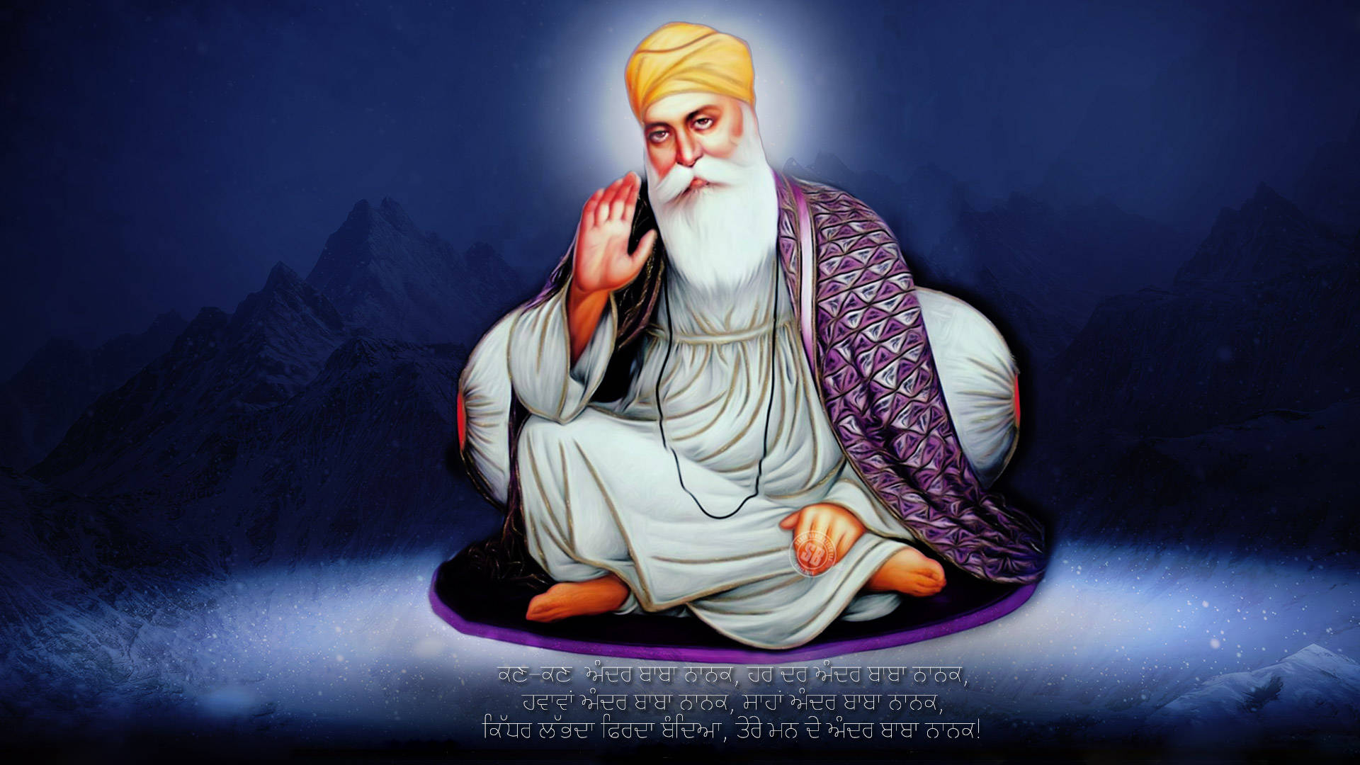 Guru Ji, white beard, yellow turban, Full HD Desktop Wallpaper