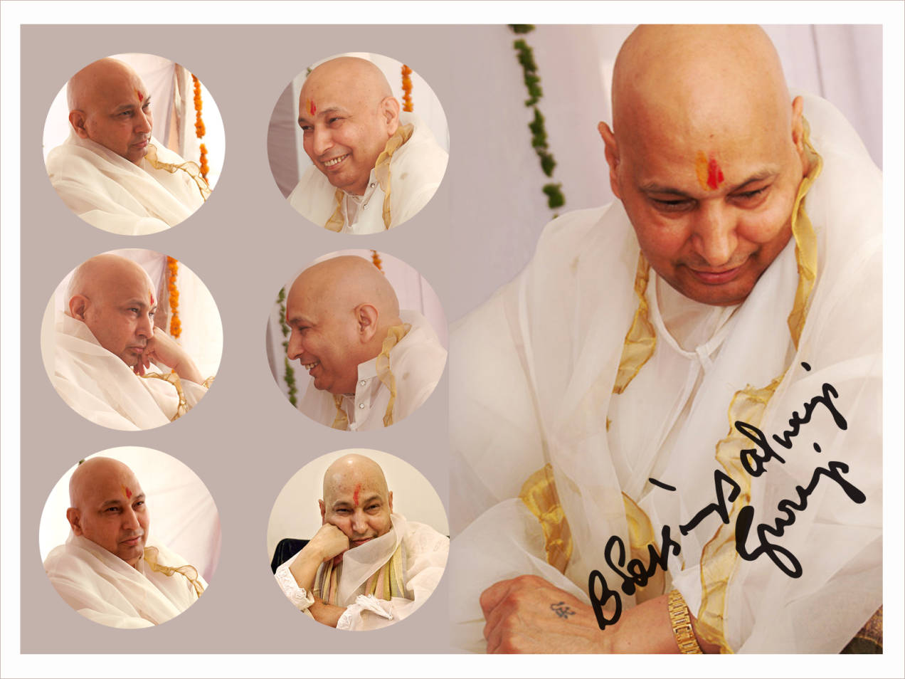 Guru Ji, bald man, white robes, SD Desktop Wallpaper