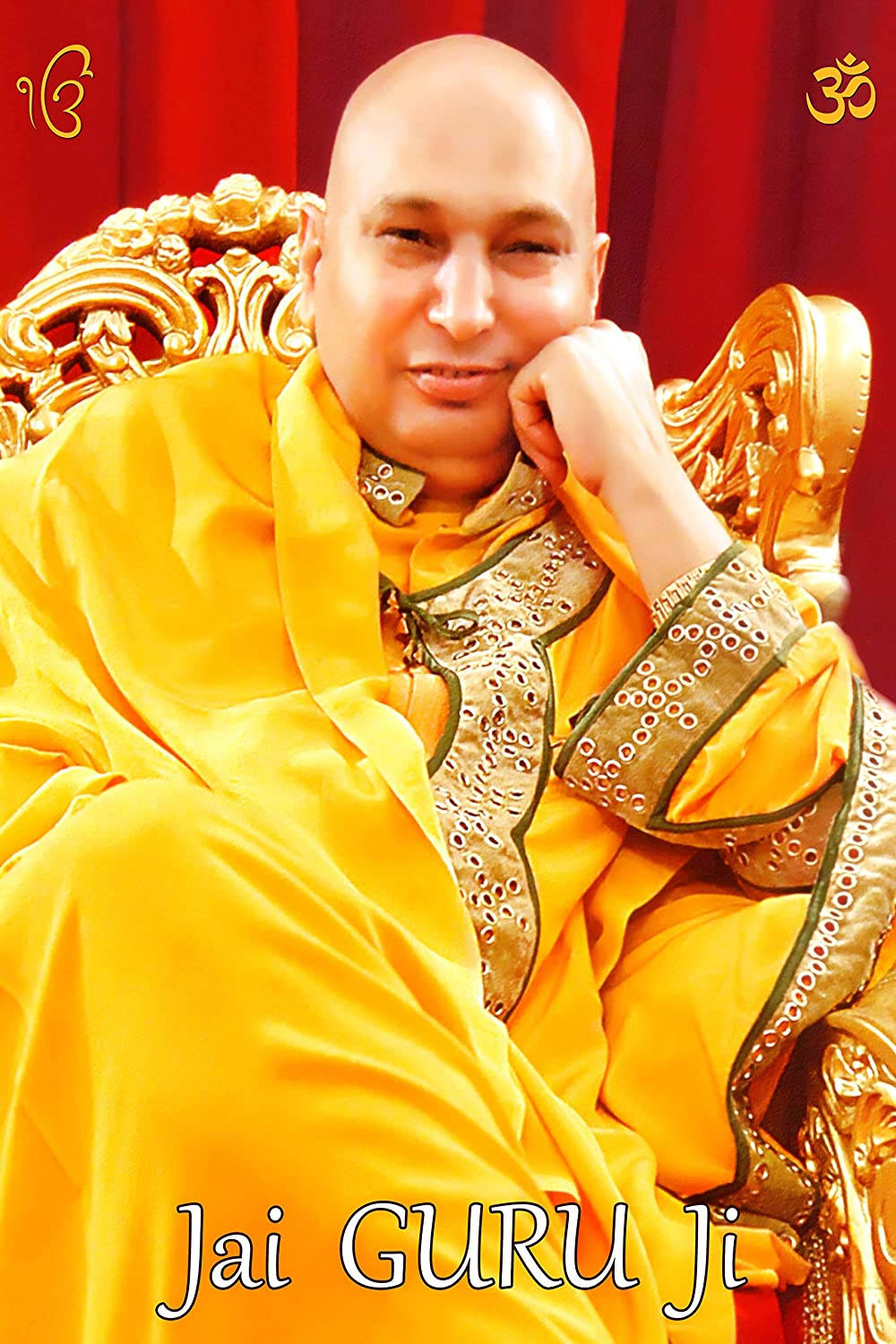 Guru Ji, golden-yellow robe, ornate throne, HD Phone Wallpaper