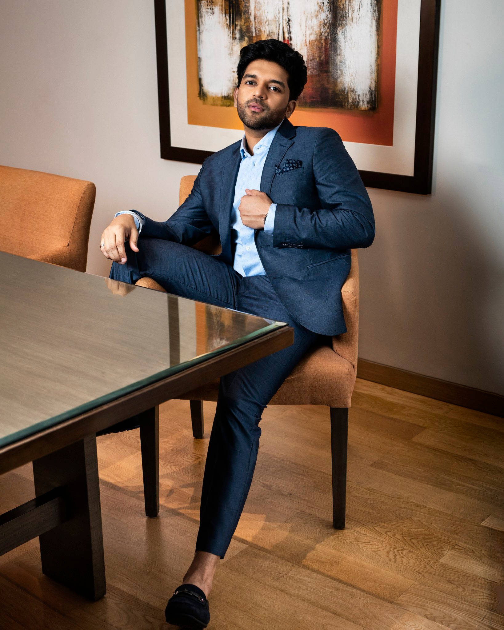 Guru Randhawa, dining room, navy suit, Full HD Phone Wallpaper
