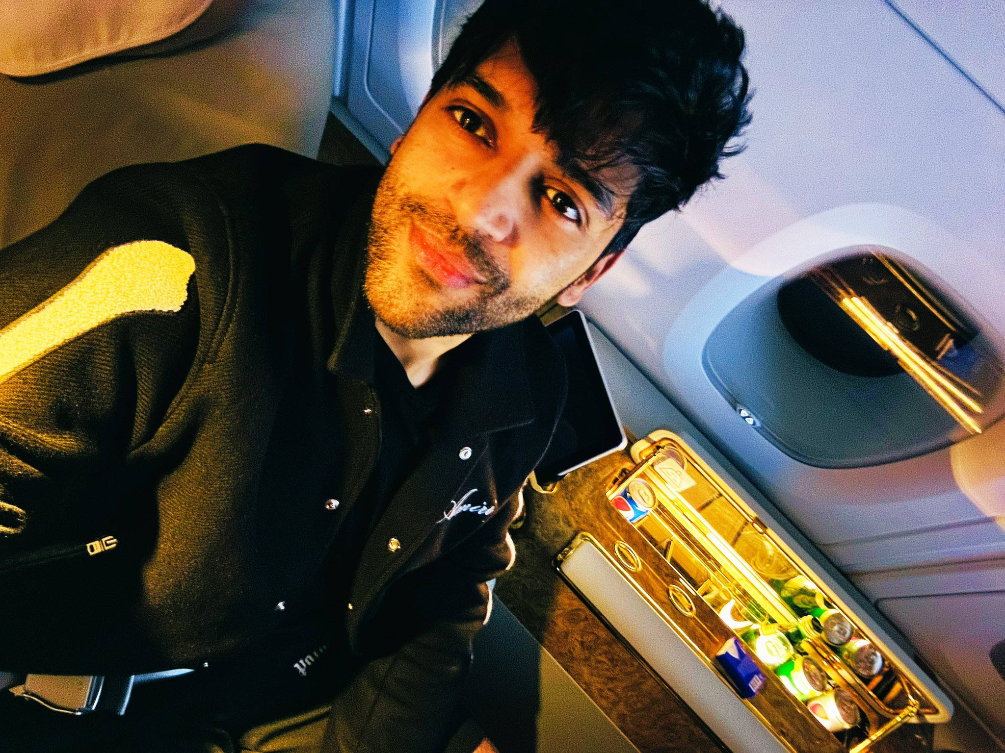 Guru Randhawa, airplane, cabin lights, Full HD Desktop Wallpaper