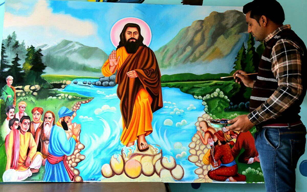 Guru Ravidass, bearded figure, halo, SD Desktop Wallpaper