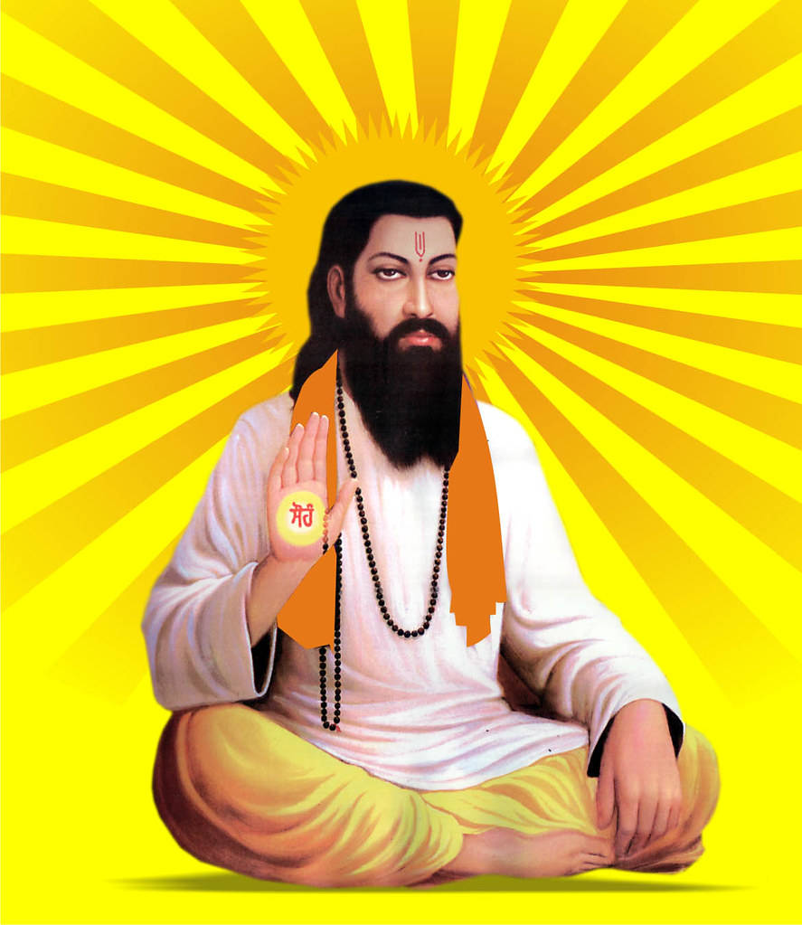Guru Ravidass, white robes, bearded man, SD Phone Wallpaper