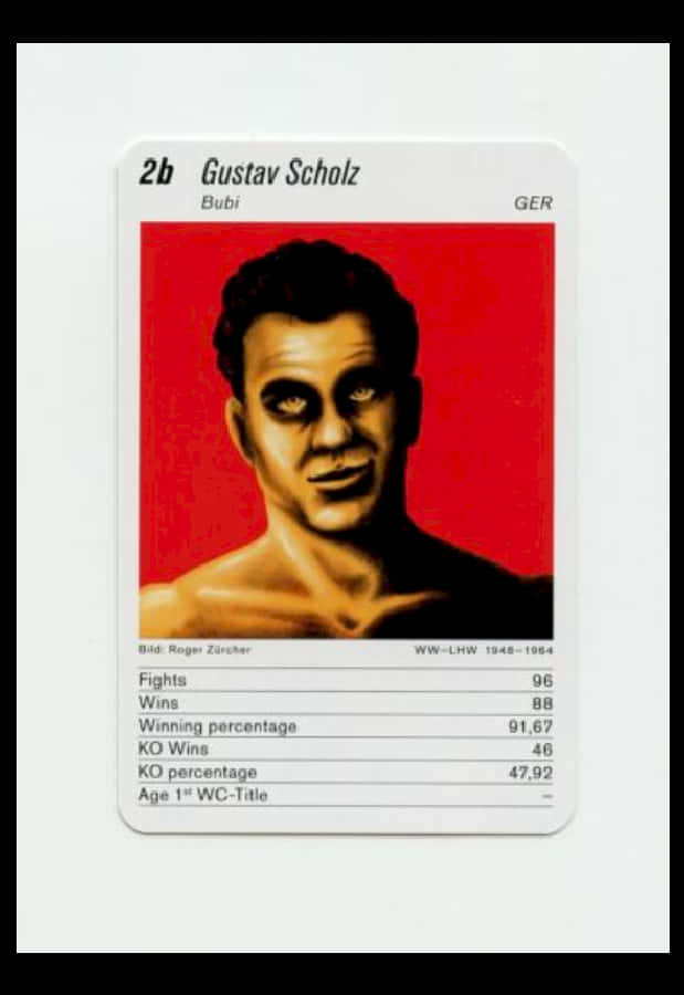 Gustav Scholz, vintage boxing card, intense expression, SD Phone Wallpaper