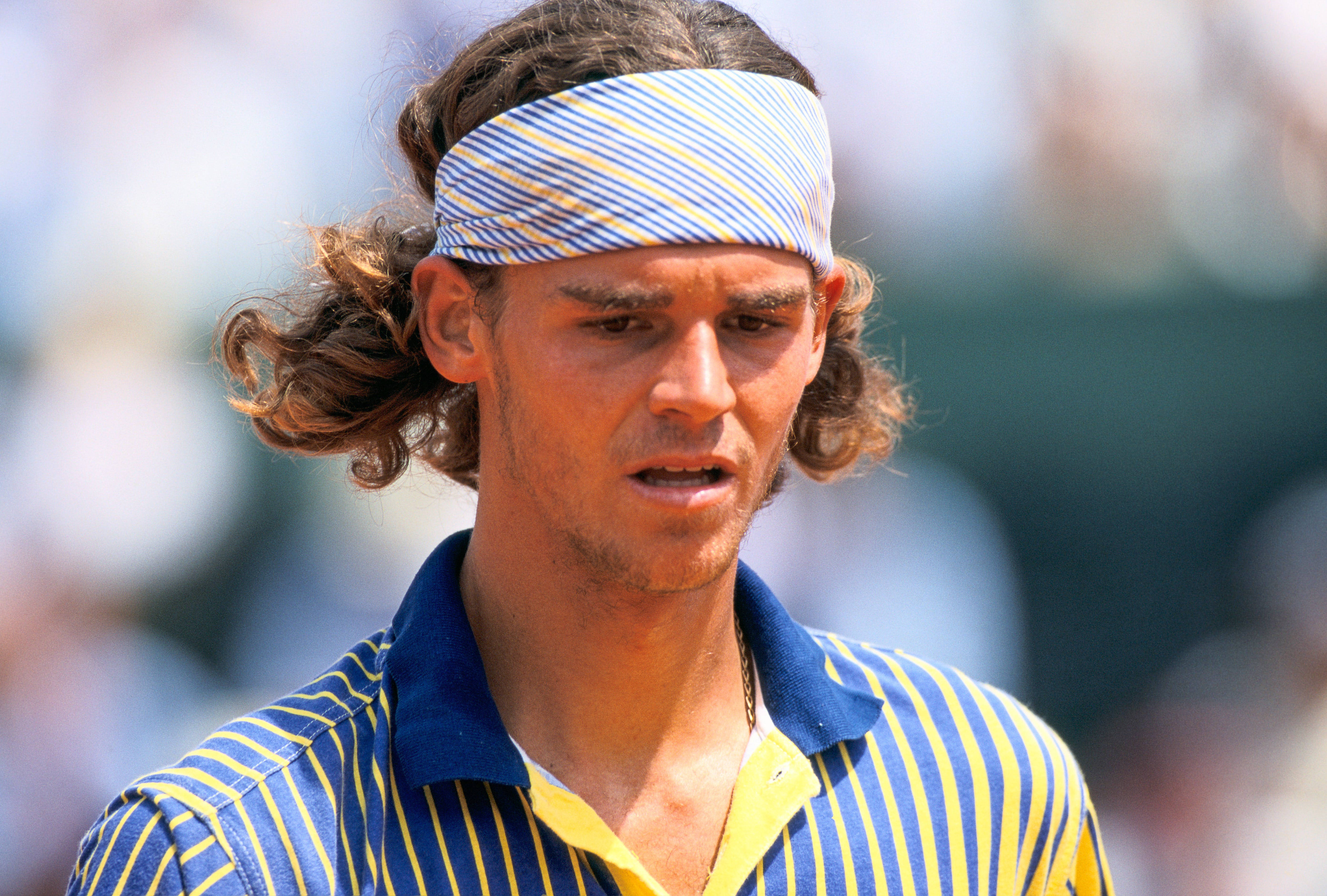 Gustavo Kuerten, curly hair, striped headband, 5K Desktop Wallpaper