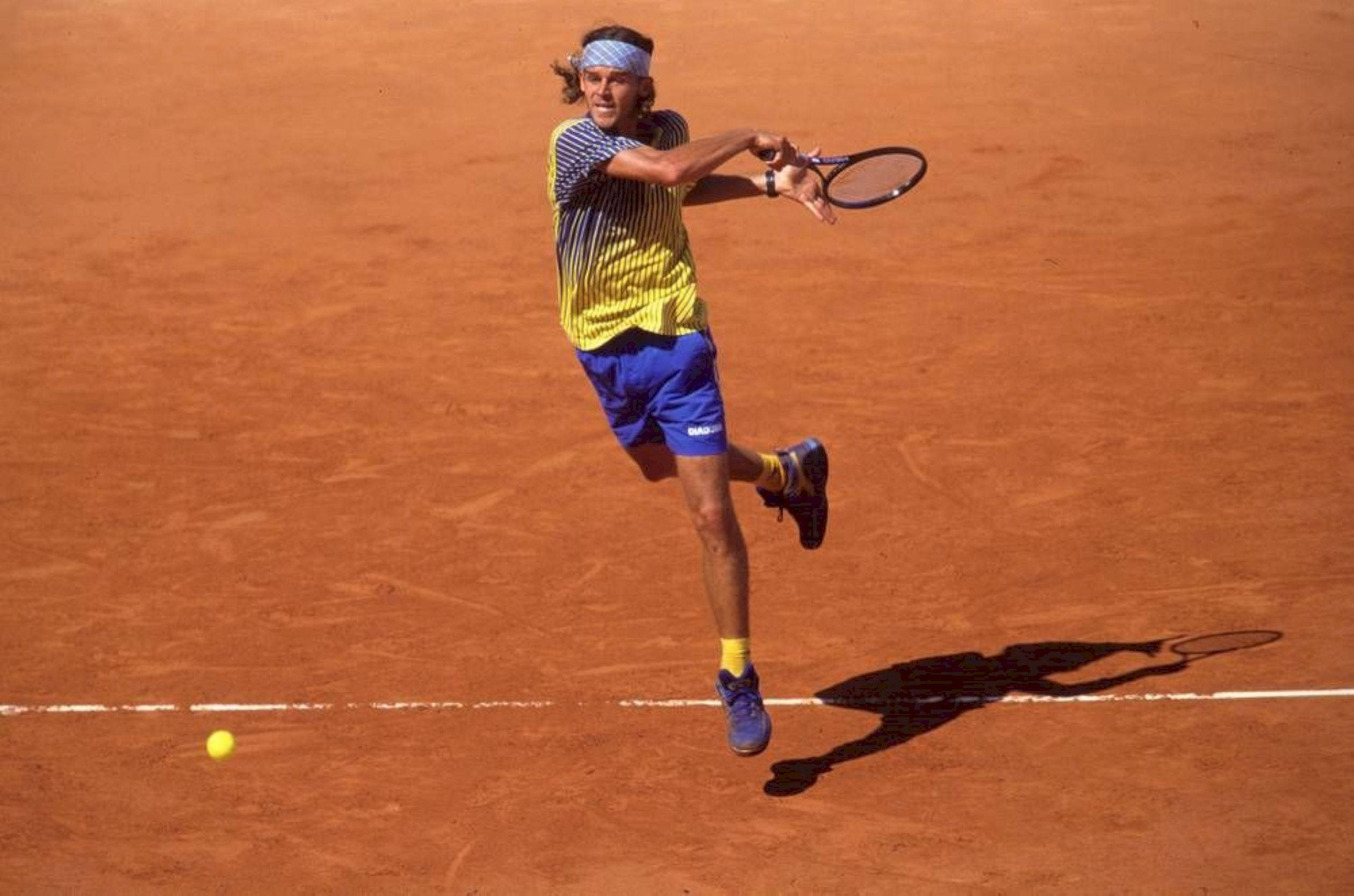 Gustavo Kuerten, clay court, yellow ball, Full HD Desktop Wallpaper