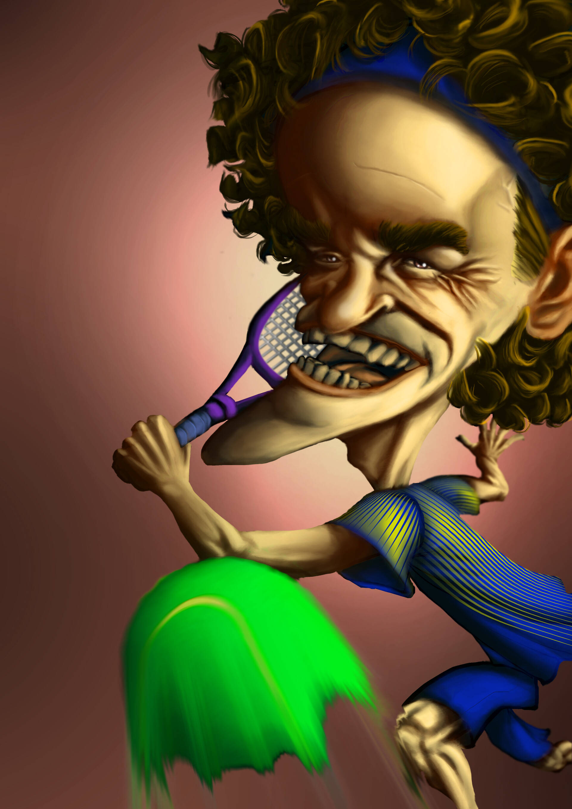 Gustavo Kuerten, caricature, wild hair, 2K Phone Wallpaper