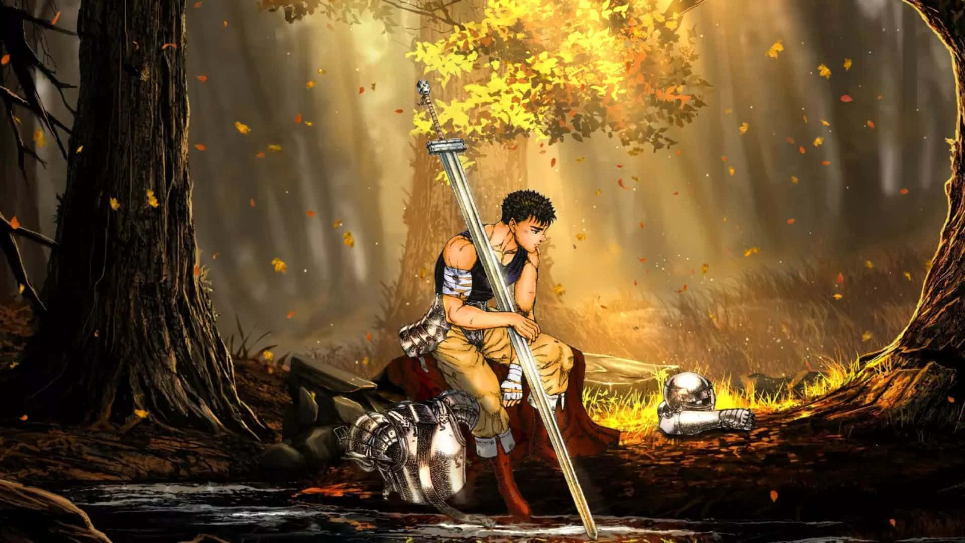Guts, forest, stream, Full HD Desktop Wallpaper