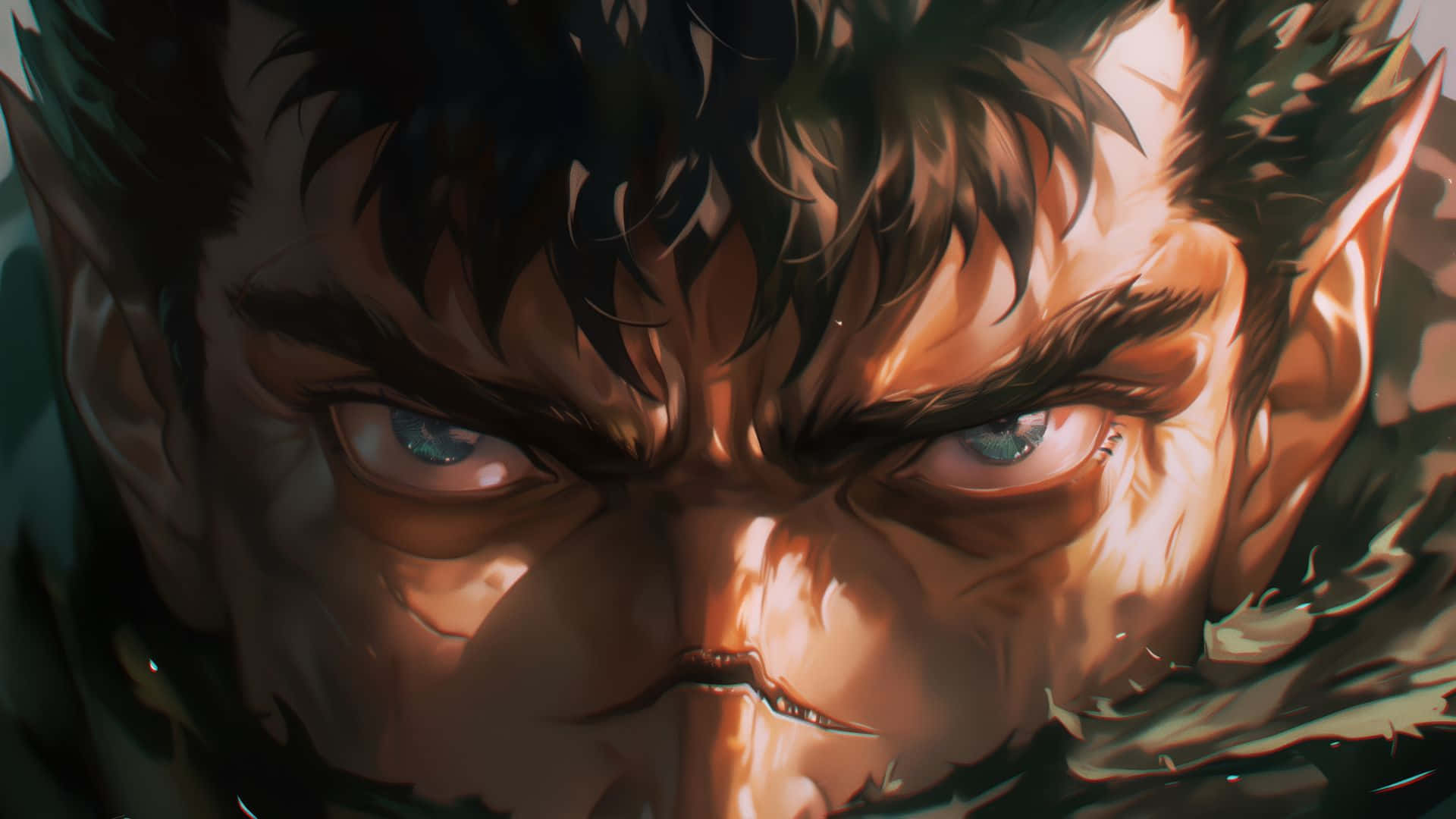 Guts, elf warrior, glowing blue eyes, Full HD Desktop Wallpaper