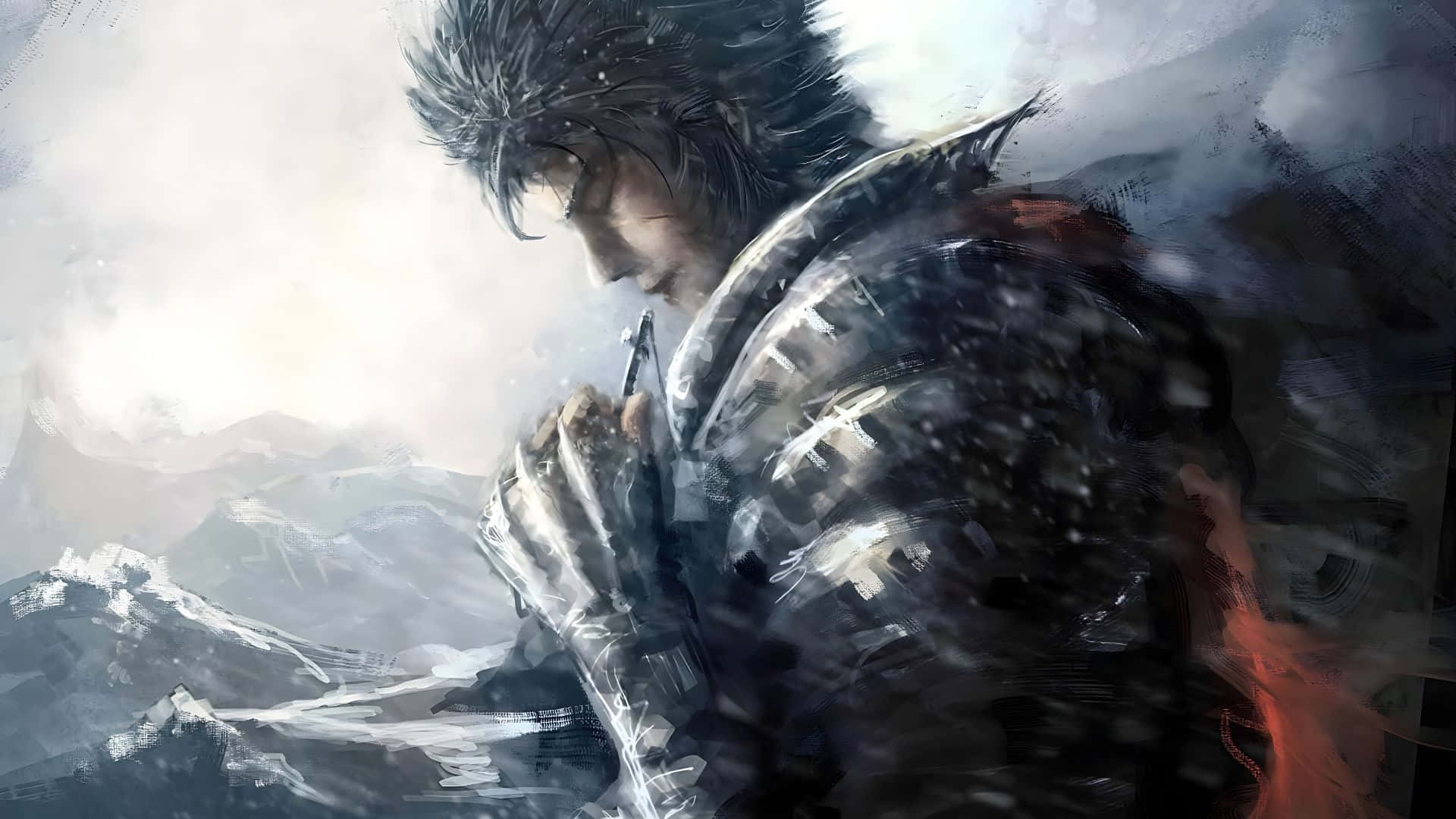 Guts, dark armor, snowy mountains, Full HD Desktop Wallpaper