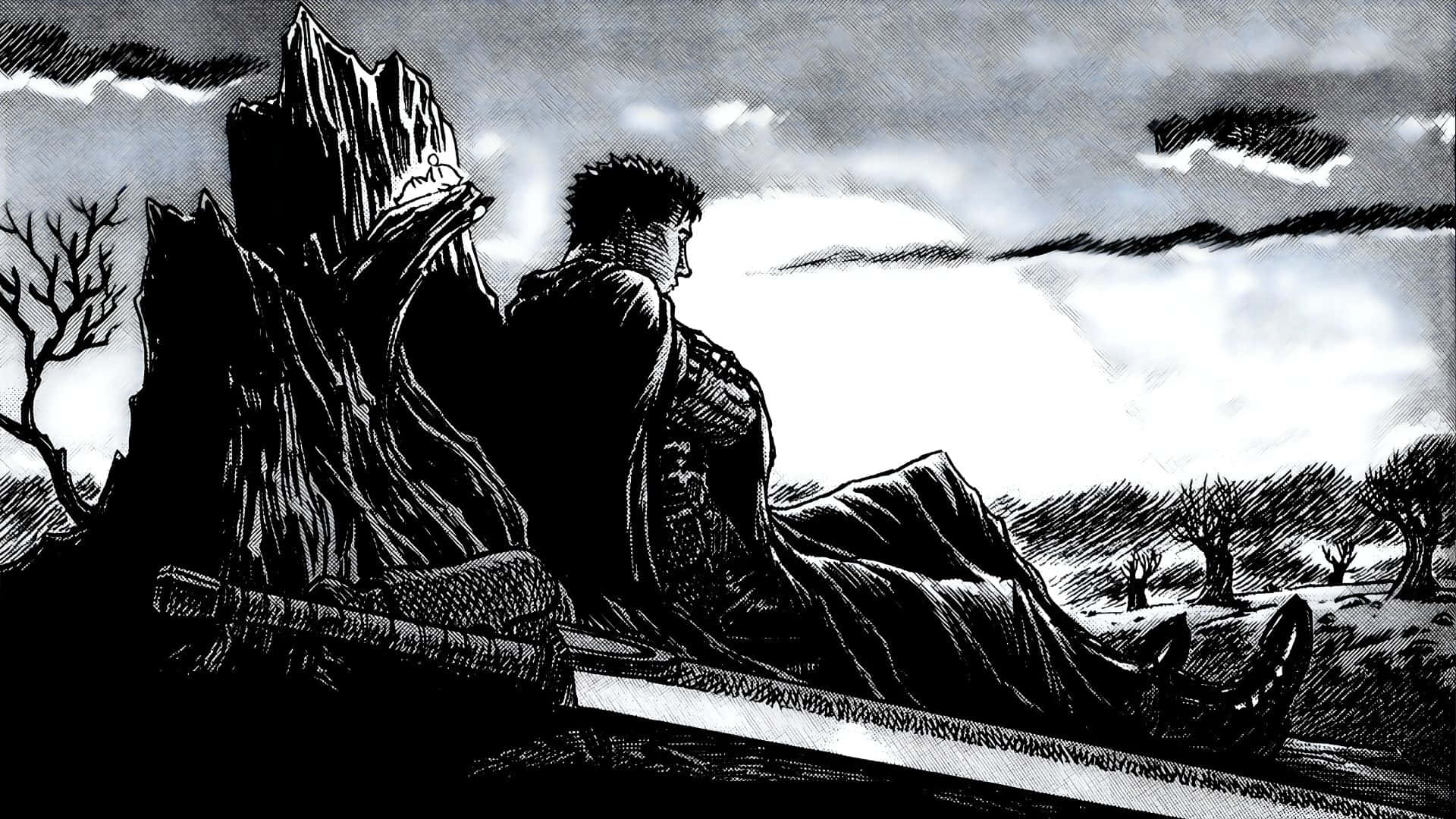 Guts, stormy sky, jagged rock, Full HD Desktop Wallpaper