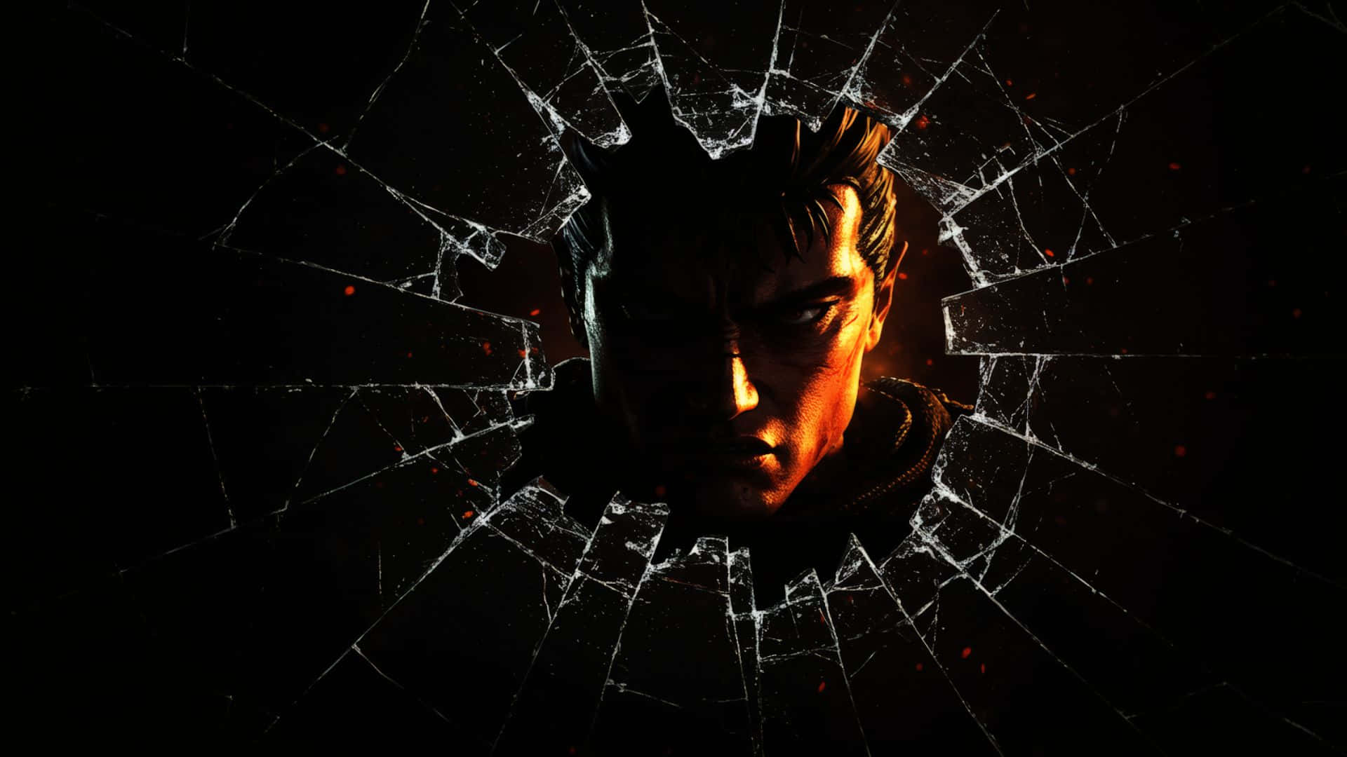 Guts, shattered glass effect, dark background, Full HD Desktop Wallpaper