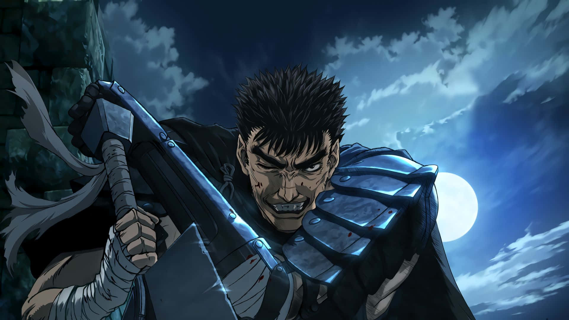 Guts, dark fantasy warrior, spiky black hair, Full HD Desktop Wallpaper