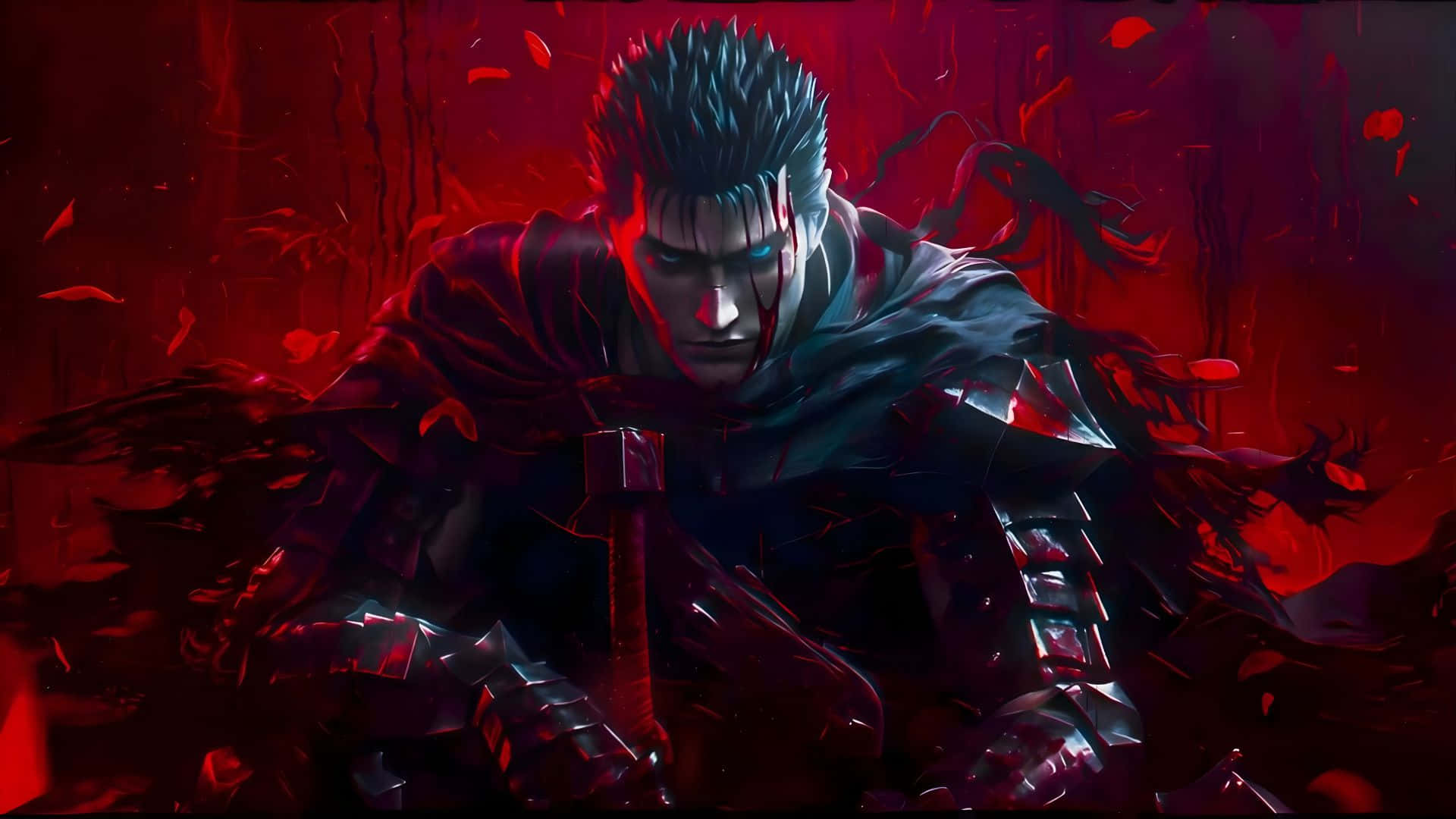 Guts, dark fantasy warrior, glowing blue eyes, Full HD Desktop Wallpaper