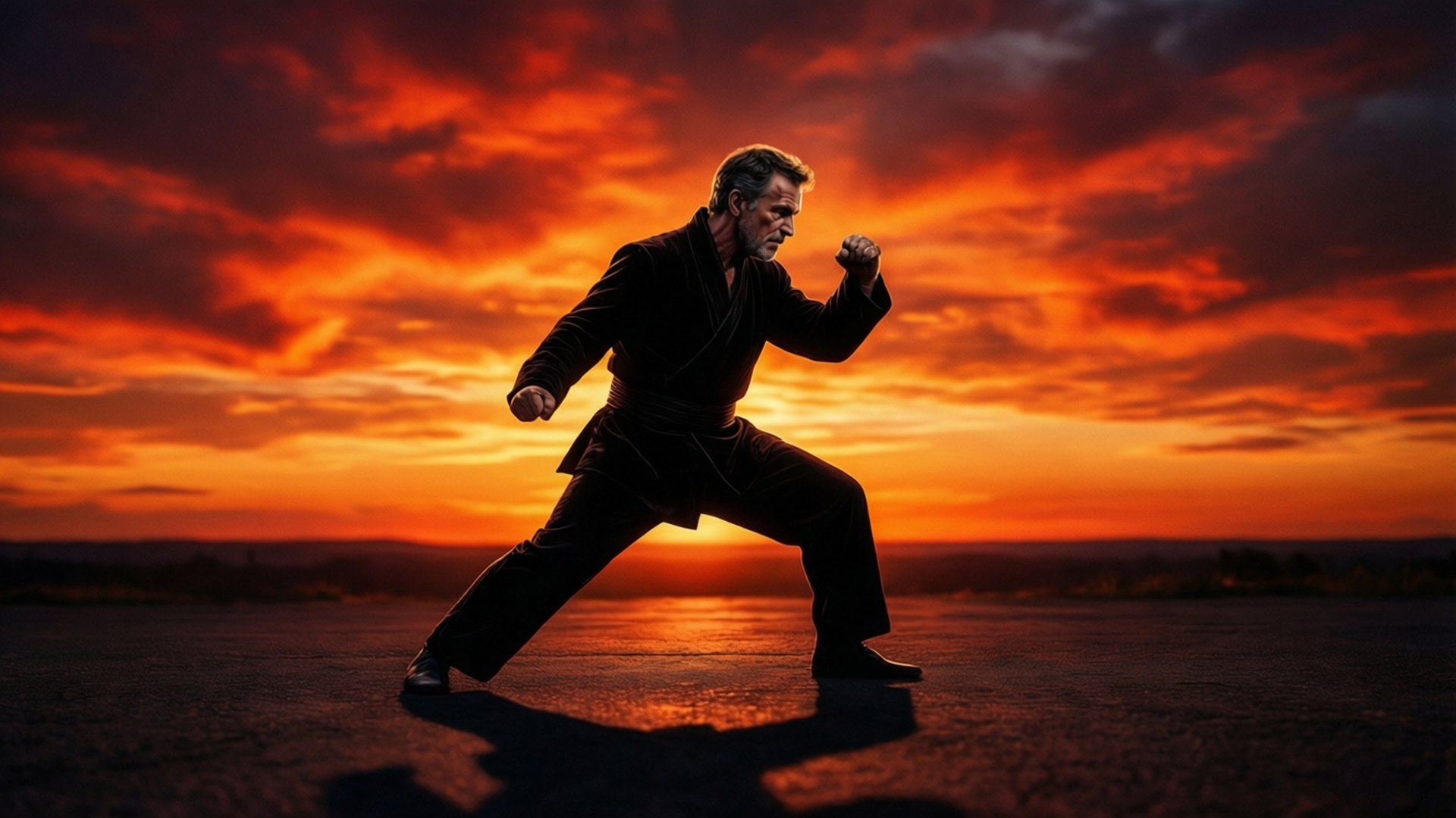 Guy Mezger, sunset, silhouette, Full HD Desktop Wallpaper