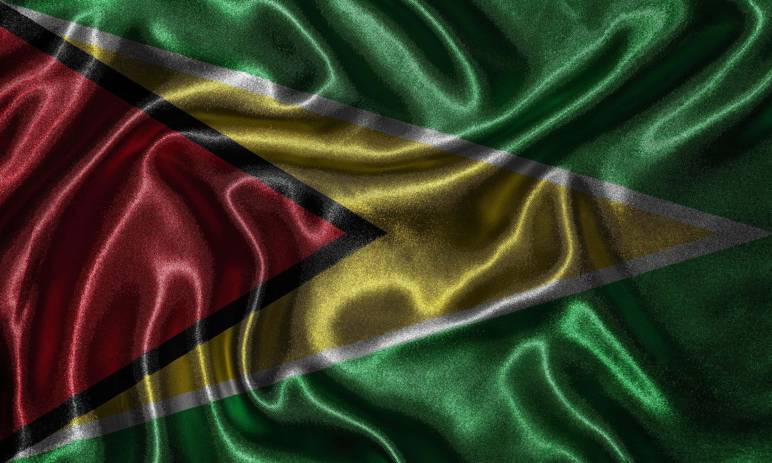 Guyana flag, green, red, 2K Desktop Wallpaper