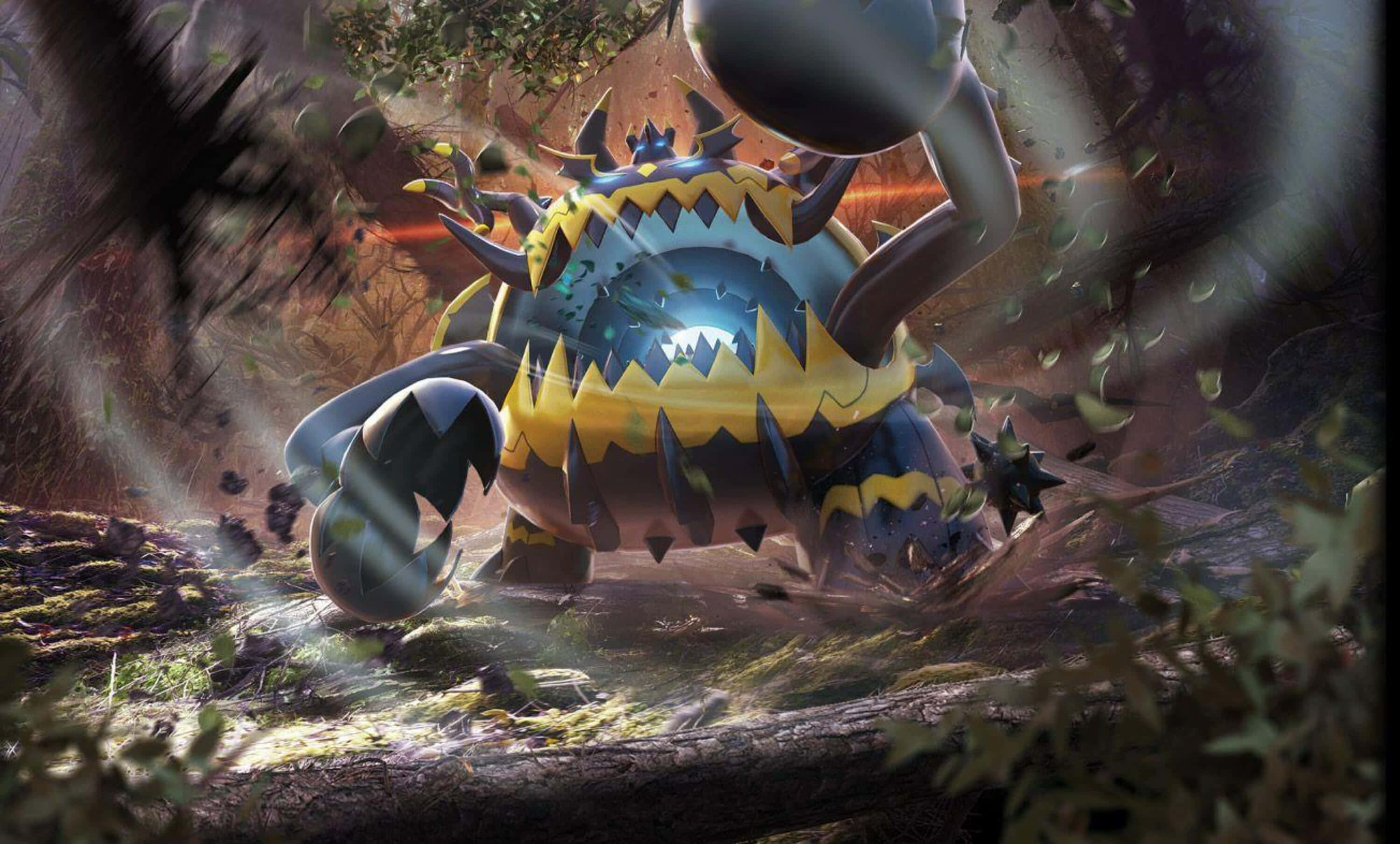 Guzzlord, forest, glowing eyes, 2K Desktop Wallpaper