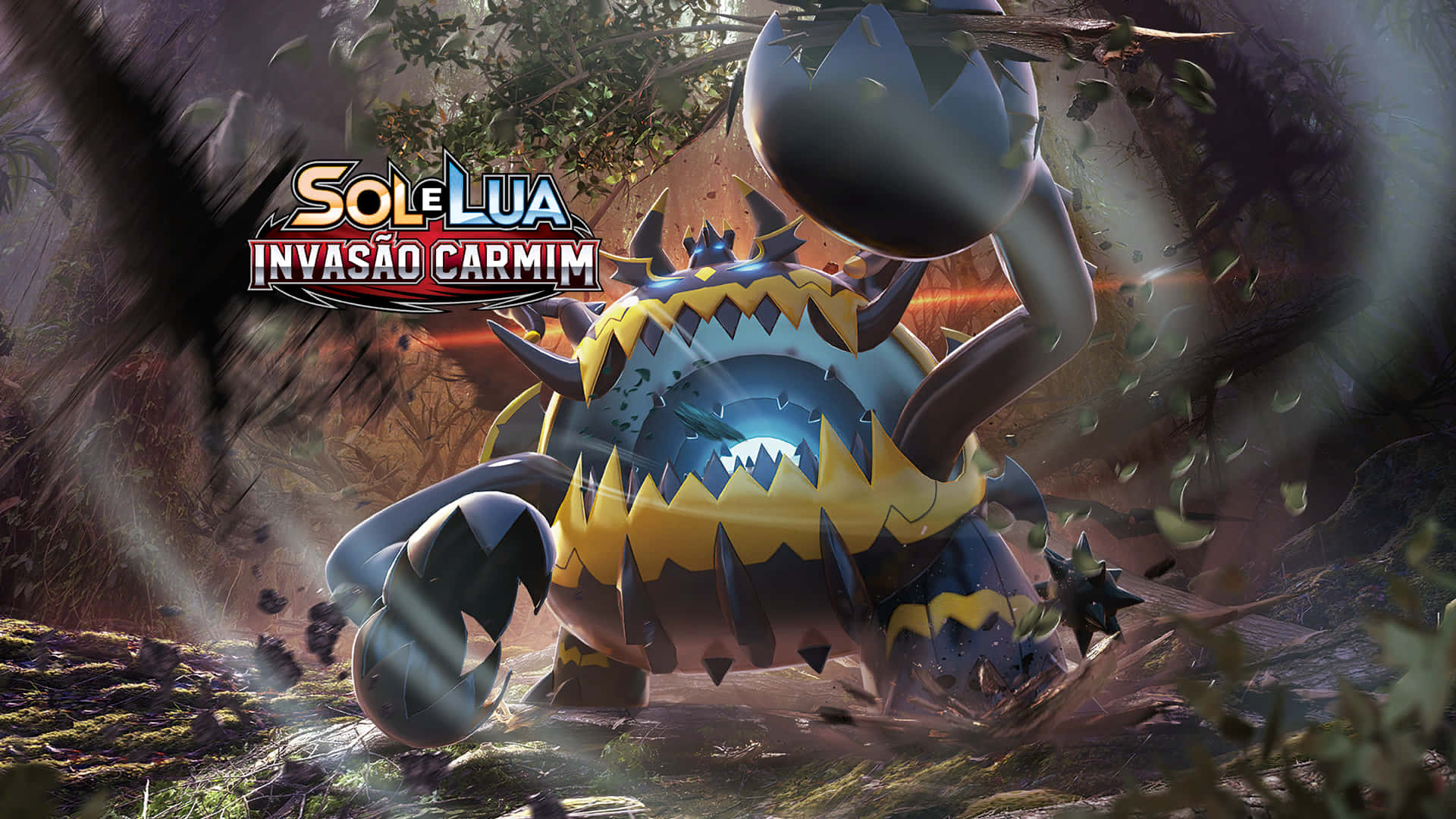 Guzzlord, yellow and black, spiked monster, Full HD Desktop Wallpaper